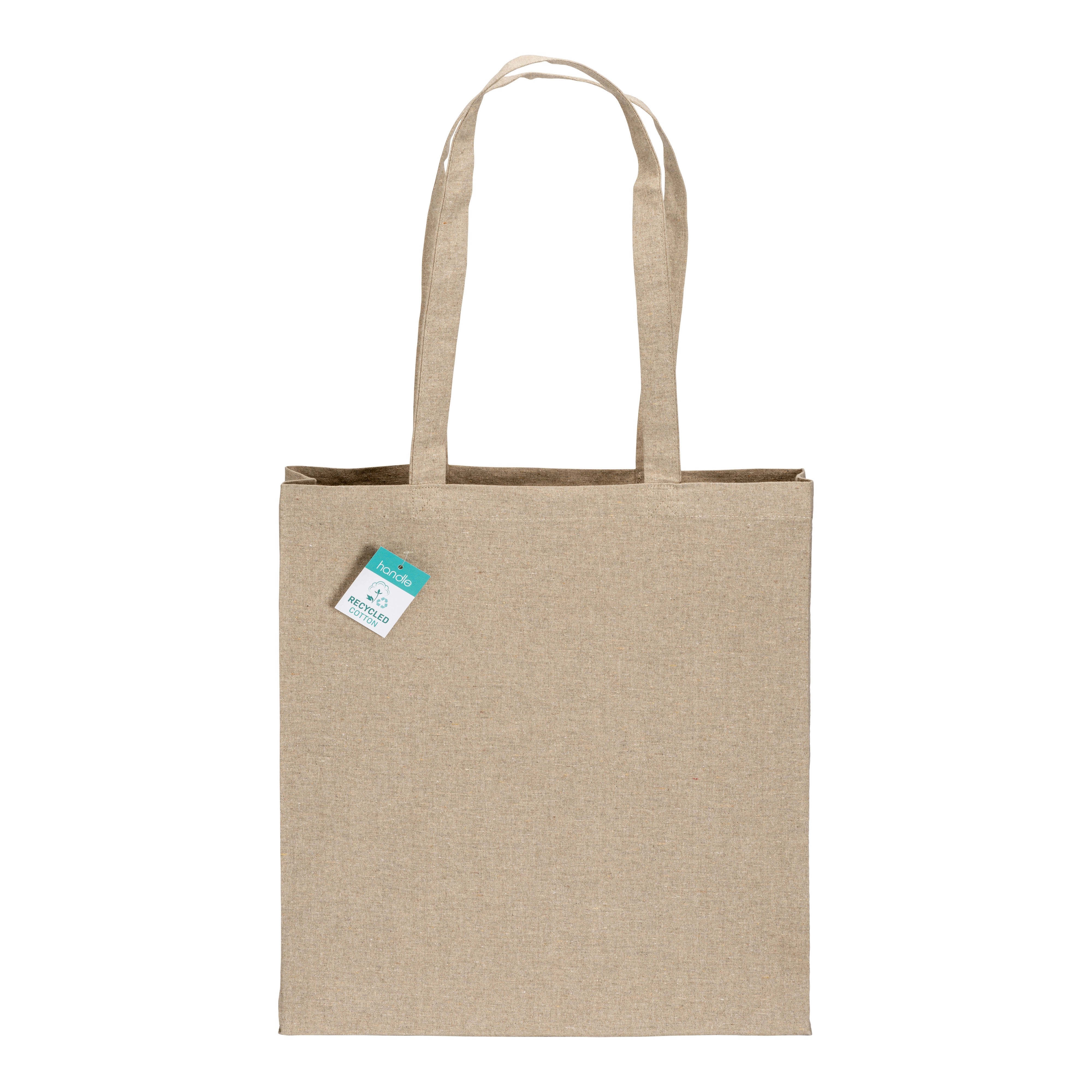 Immagine Shopper in cotone riciclato 190 g/m2, manici lunghi e soffietto