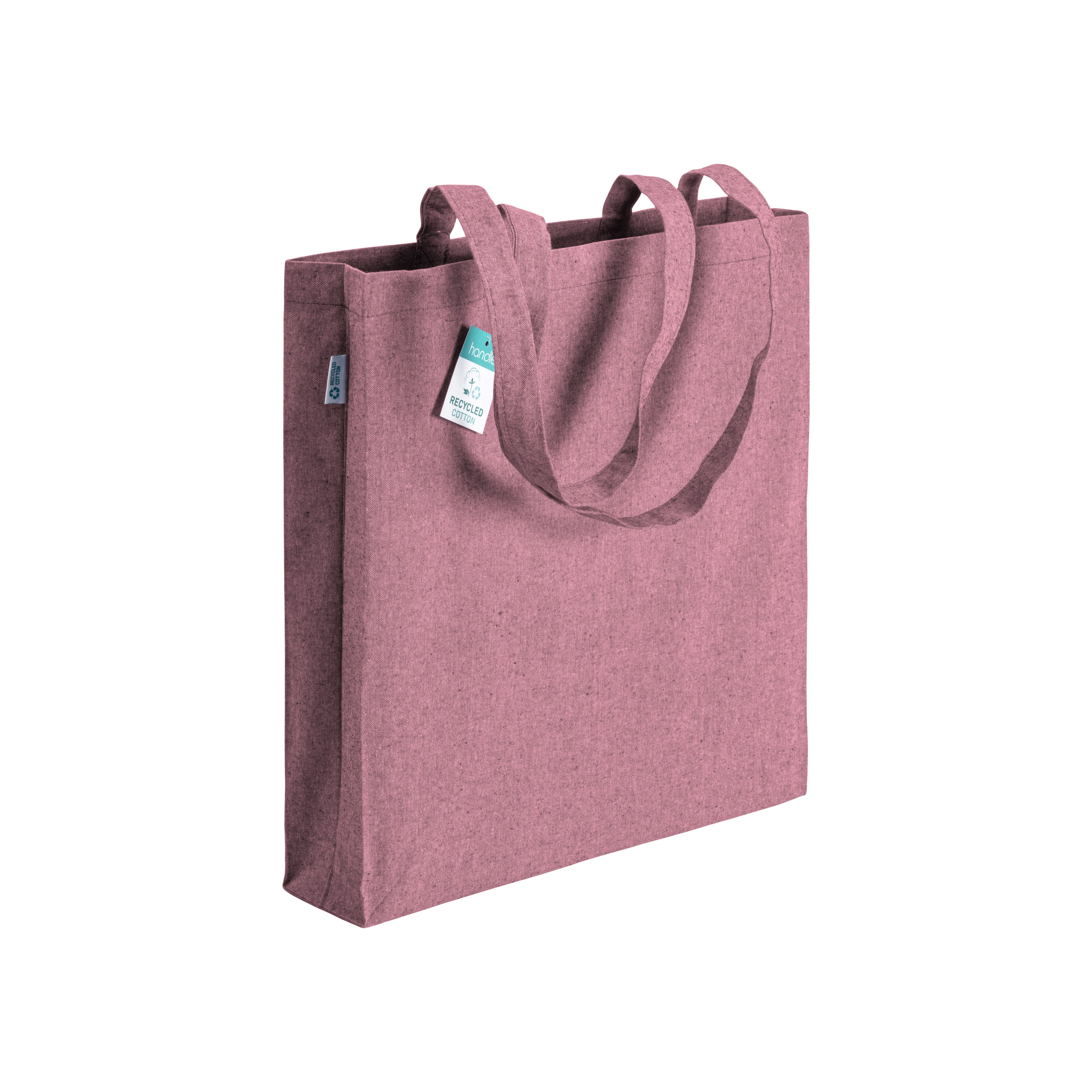 Immagine Shopper in cotone riciclato 190 g/m2, manici lunghi e soffietto