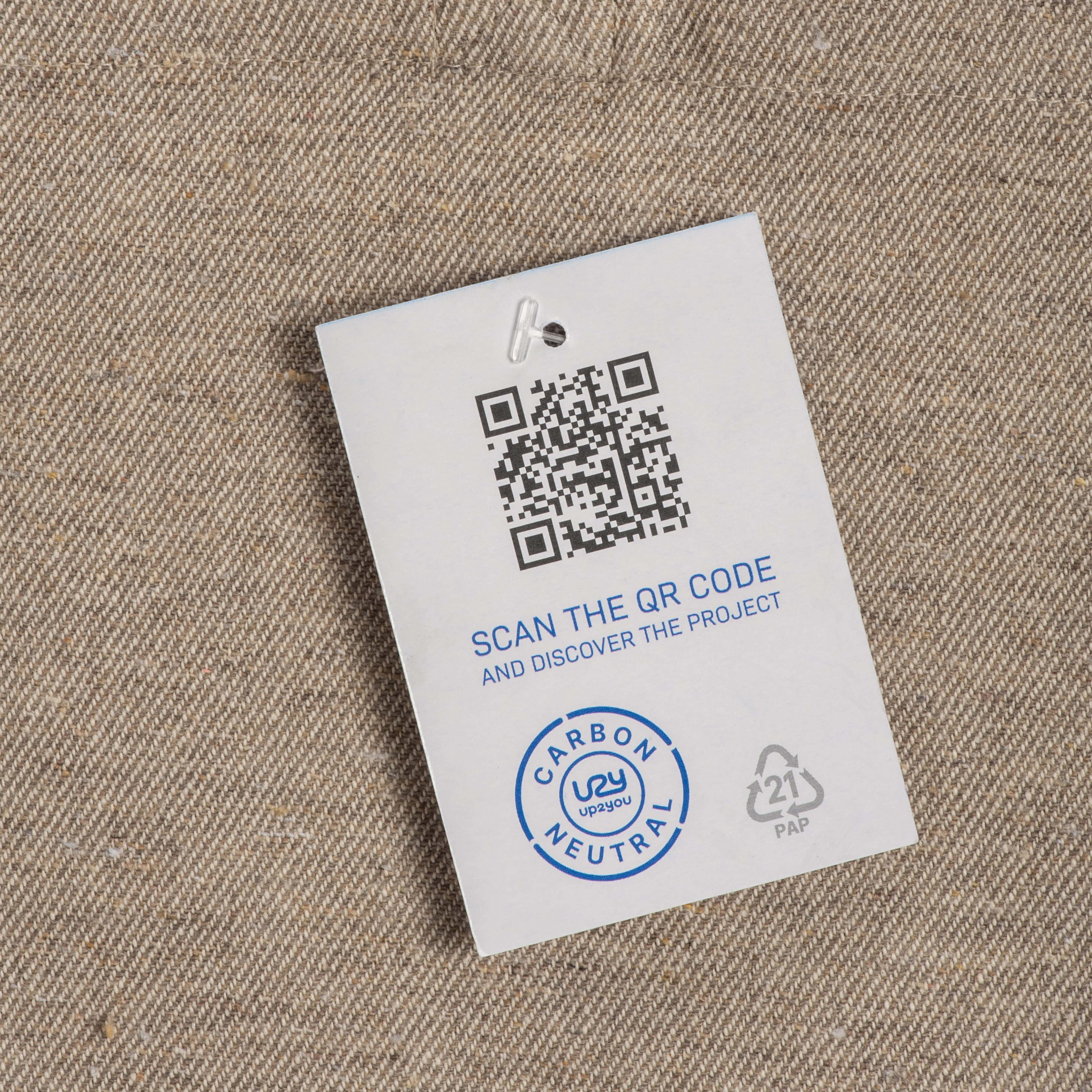 Immagine Shopper carbon neutral in cotone riciclato 280 g/m2, manici lunghi e soffietto