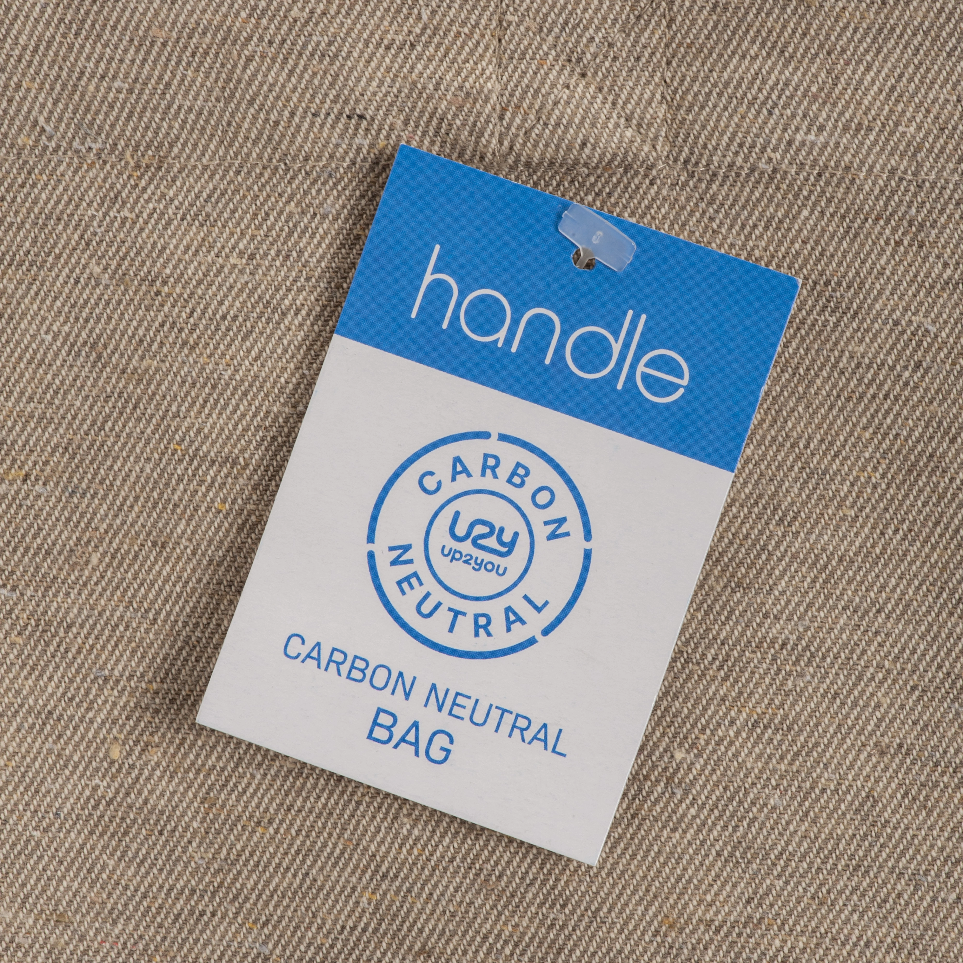 Immagine Shopper carbon neutral in cotone riciclato 280 g/m2, manici lunghi e soffietto