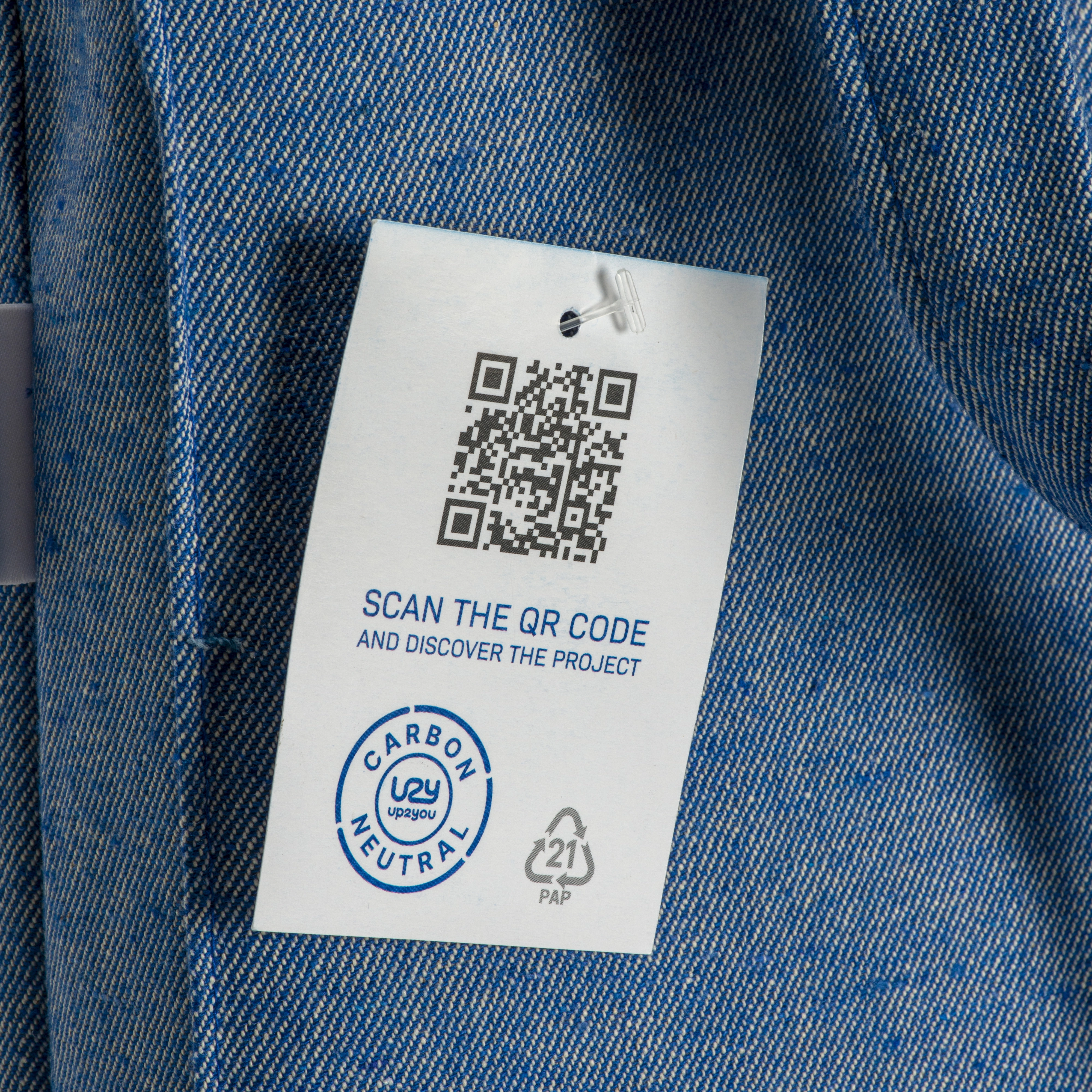 Immagine Shopper carbon neutral in cotone riciclato 280 g/m2, manici lunghi e soffietto