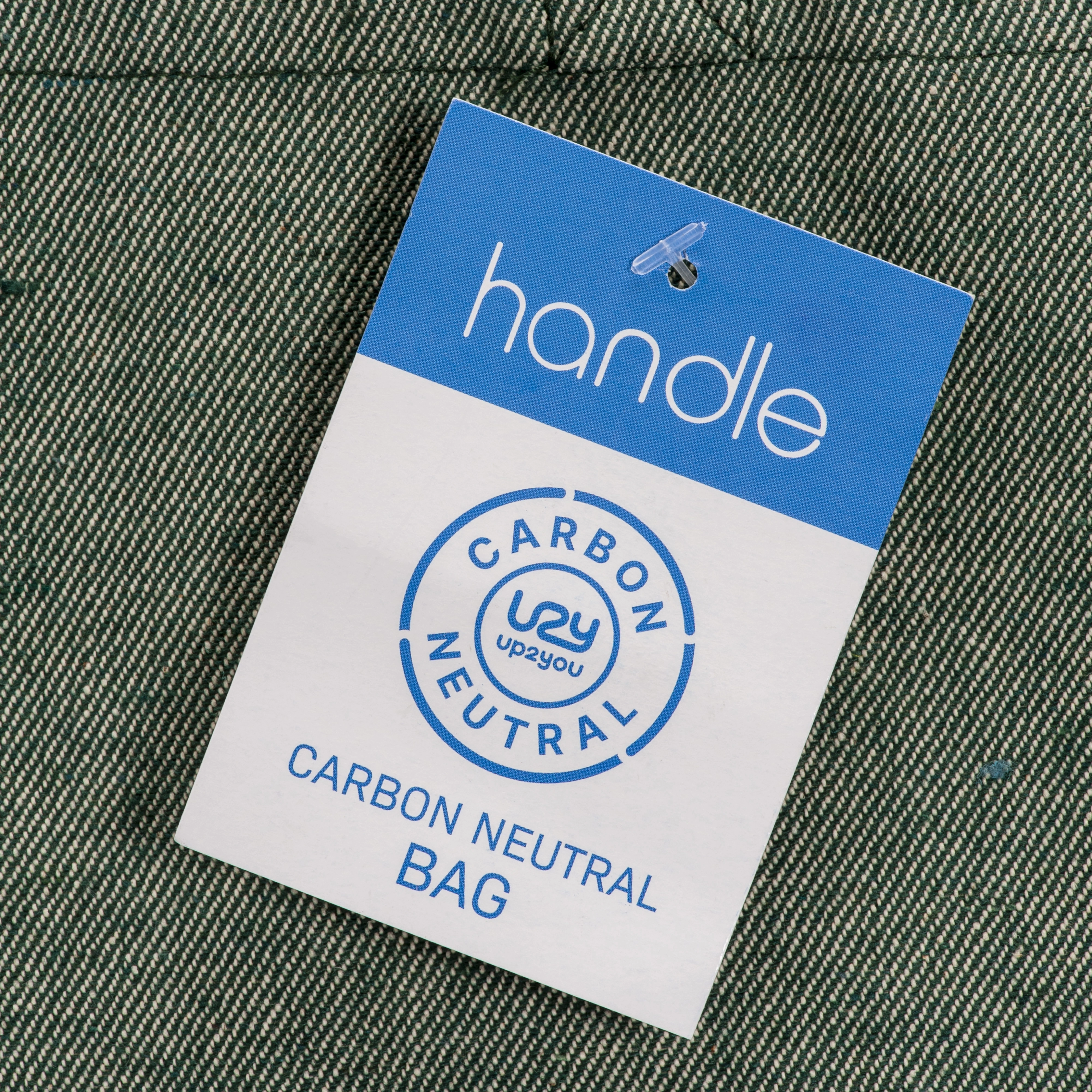 Immagine Shopper carbon neutral in cotone riciclato 280 g/m2, manici lunghi e soffietto