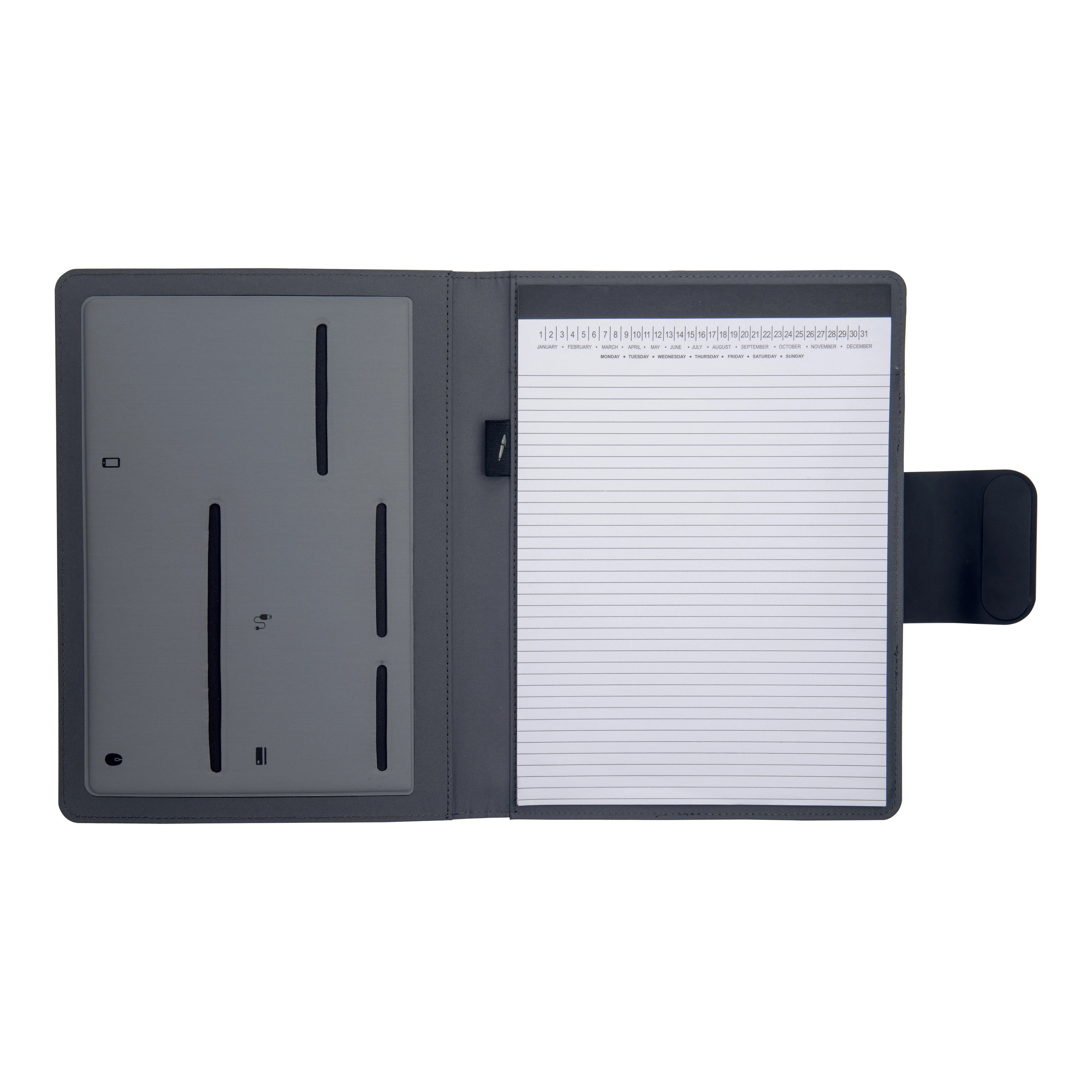 Immagine Cartella porta blocco A4 in R-PET con magnete di chiusura che si illumina personalizzabile