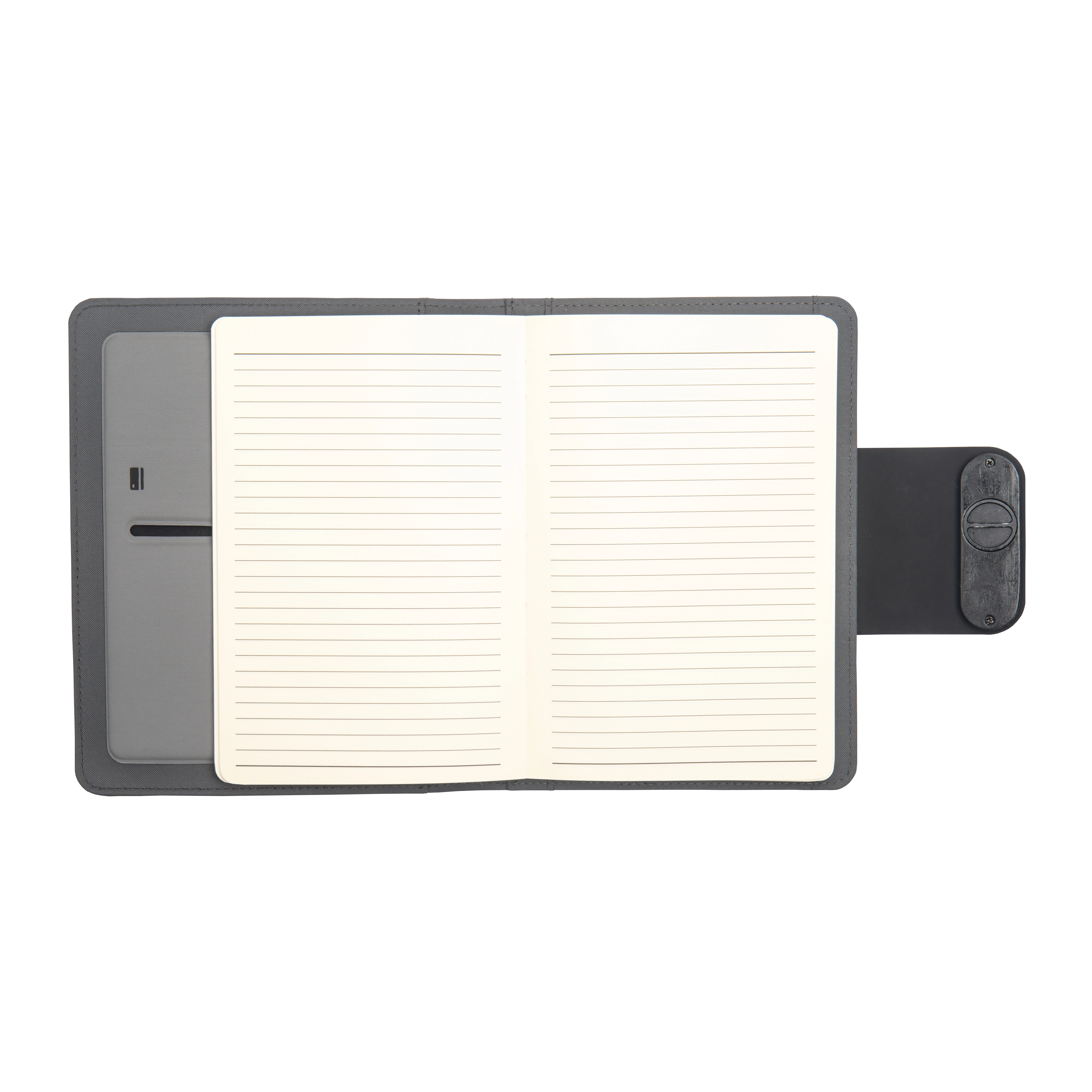 Immagine Cartella porta blocco A5 in R-PET con magnete di chiusura che si illumina personalizzabile