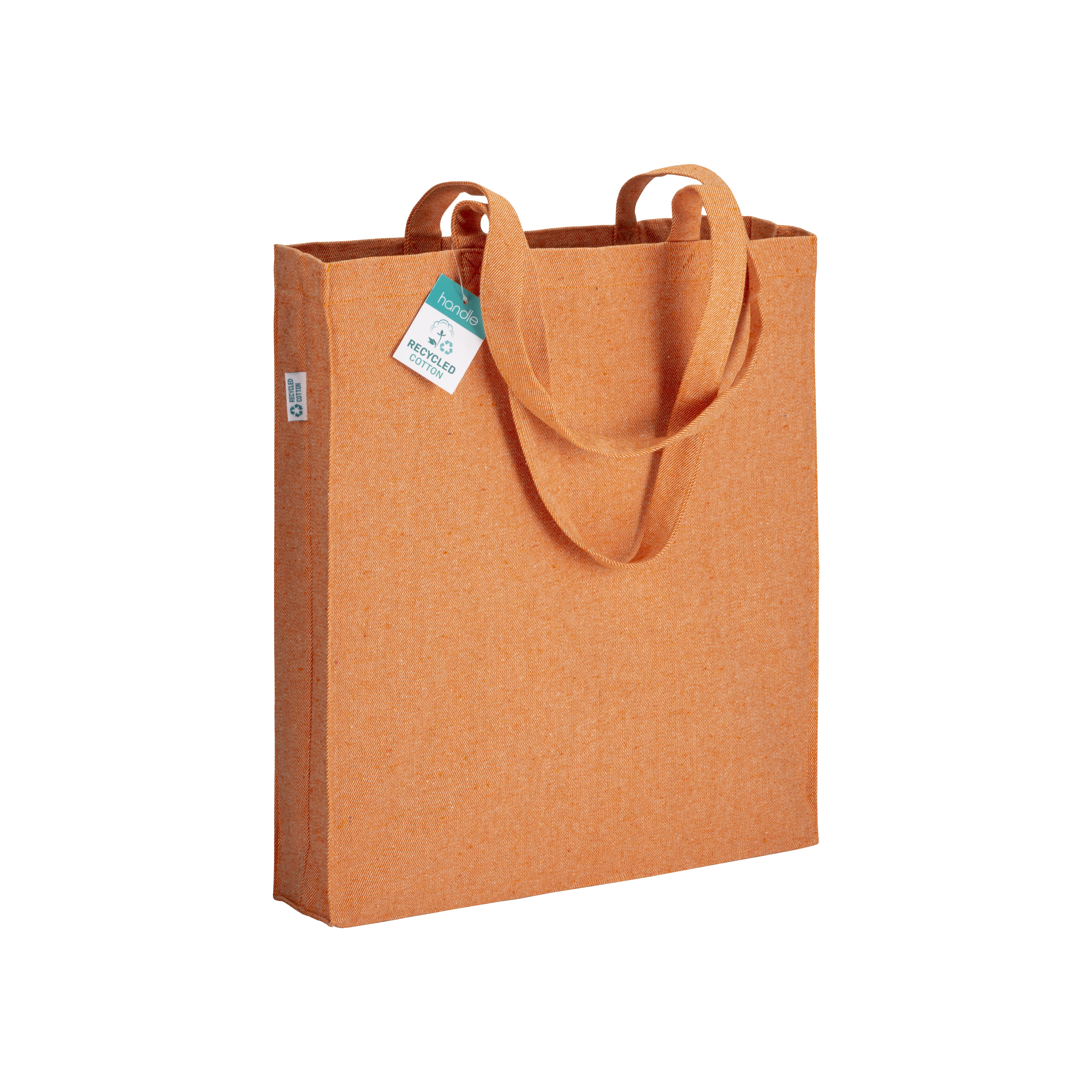 Immagine Shopper in cotone riciclato 280 g/m2, manici lunghi e soffietto