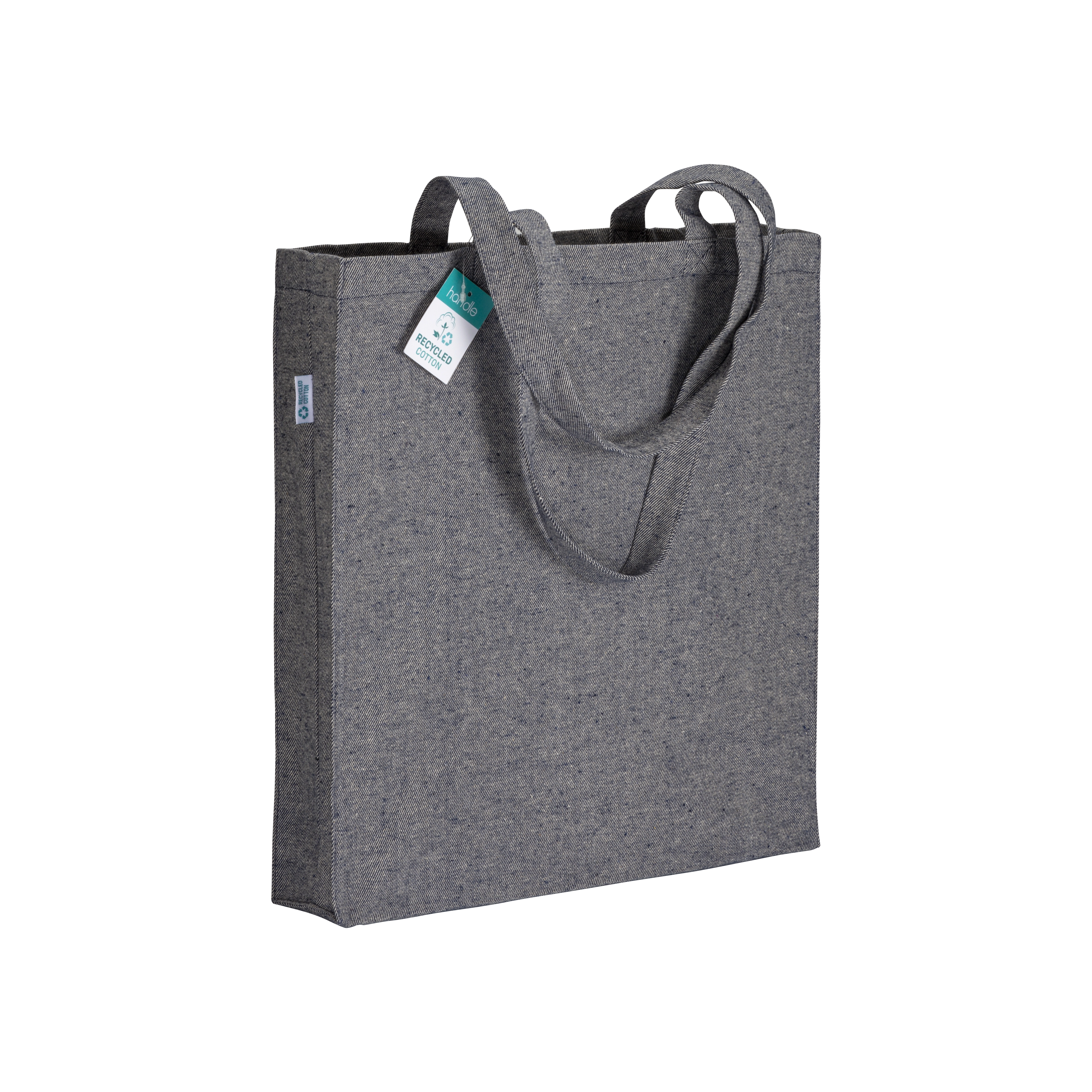 Immagine Shopper in cotone riciclato 280 g/m2, manici lunghi e soffietto