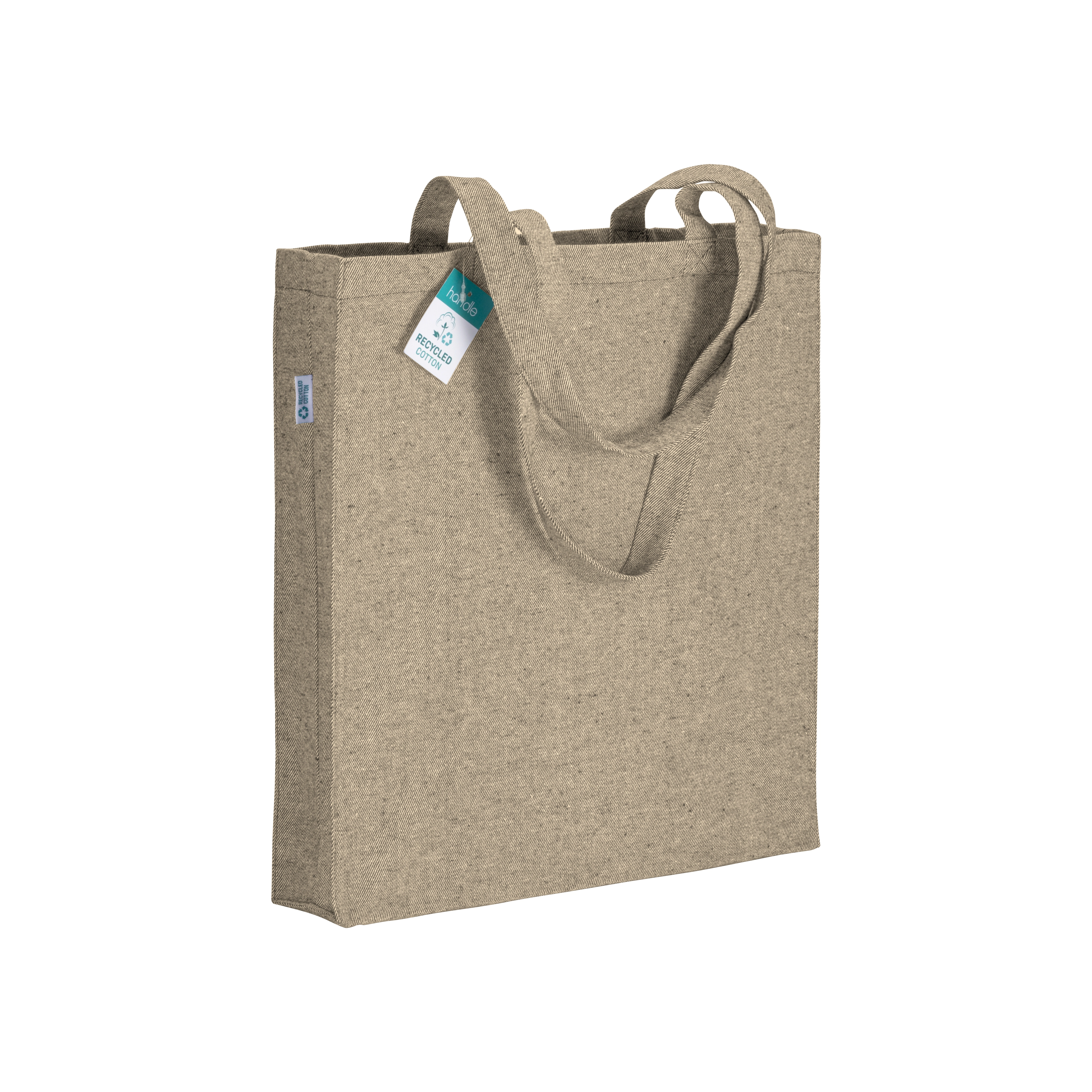 Immagine Shopper in cotone riciclato 280 g/m2, manici lunghi e soffietto