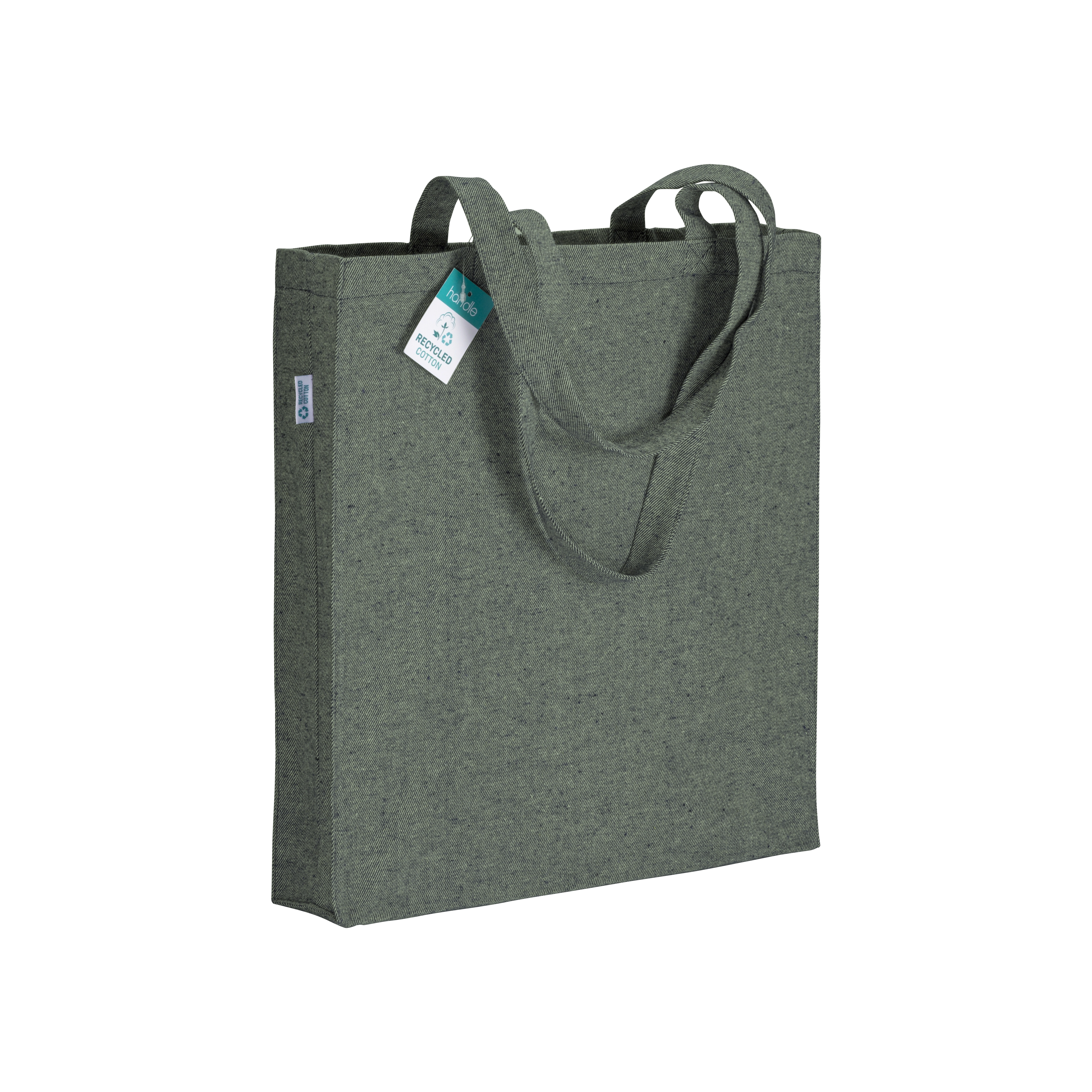 Immagine Shopper in cotone riciclato 280 g/m2, manici lunghi e soffietto