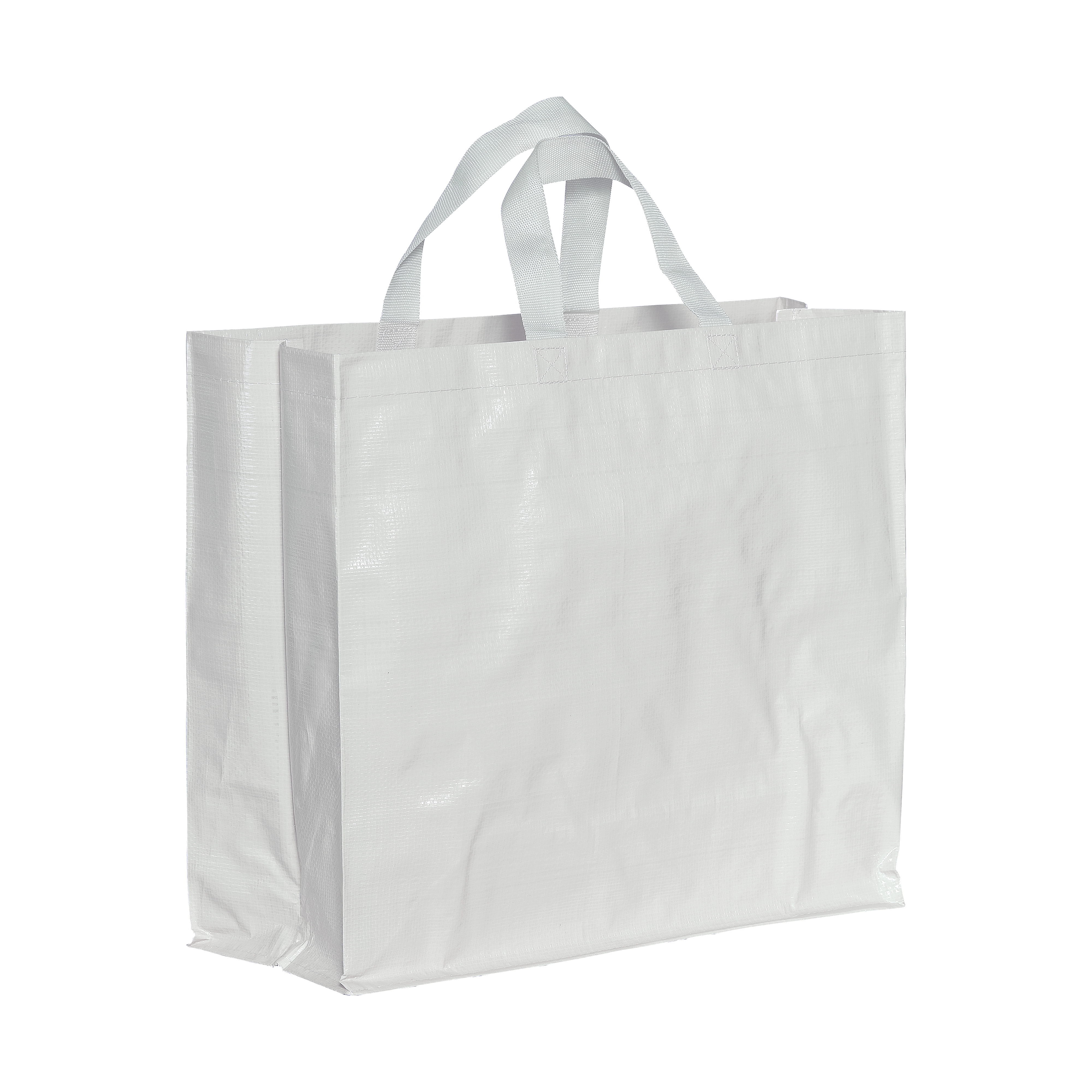 Immagine Shopper in PP riciclato laminato 120g/m2, manici corti e soffietto