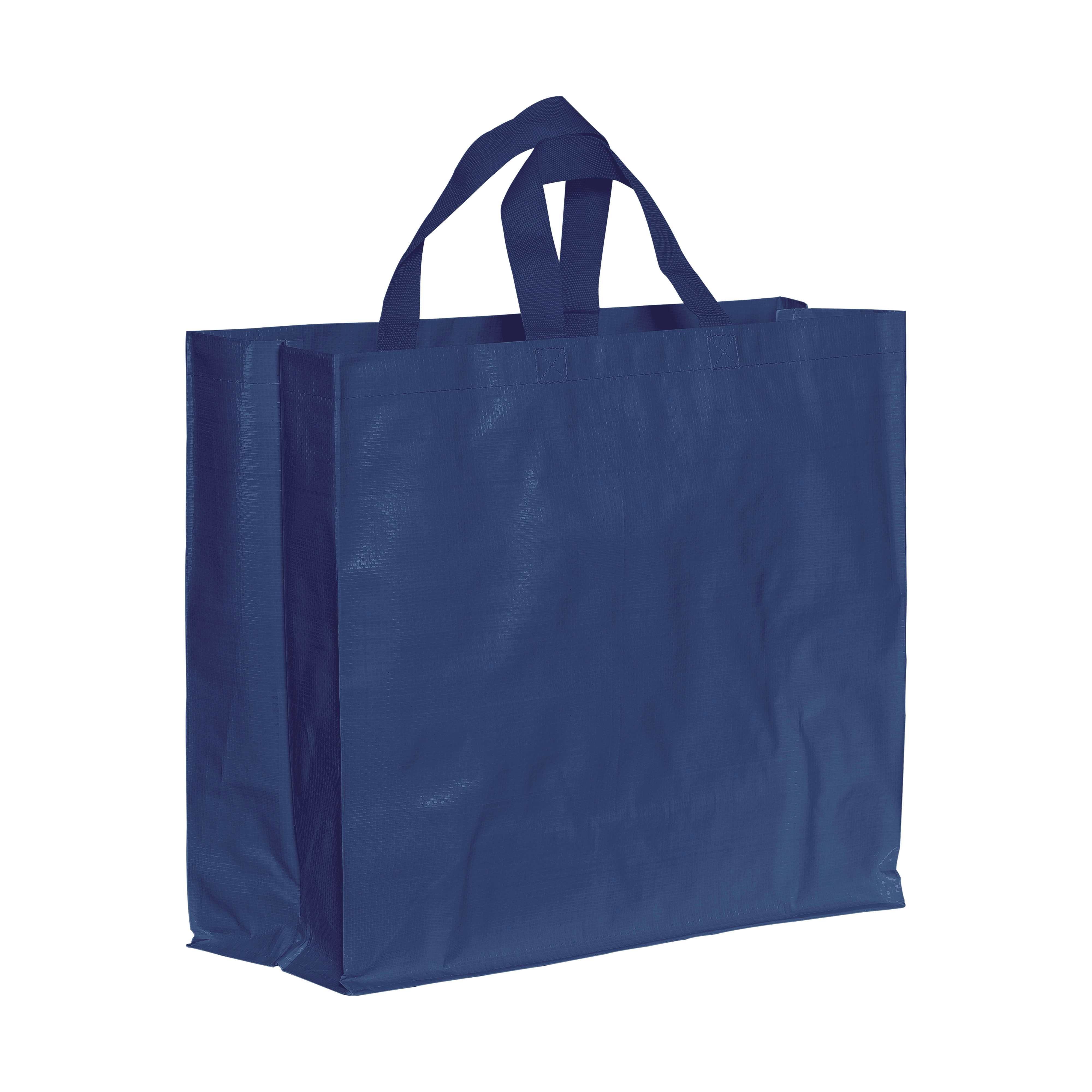 Immagine Shopper in PP riciclato laminato 120g/m2, manici corti e soffietto