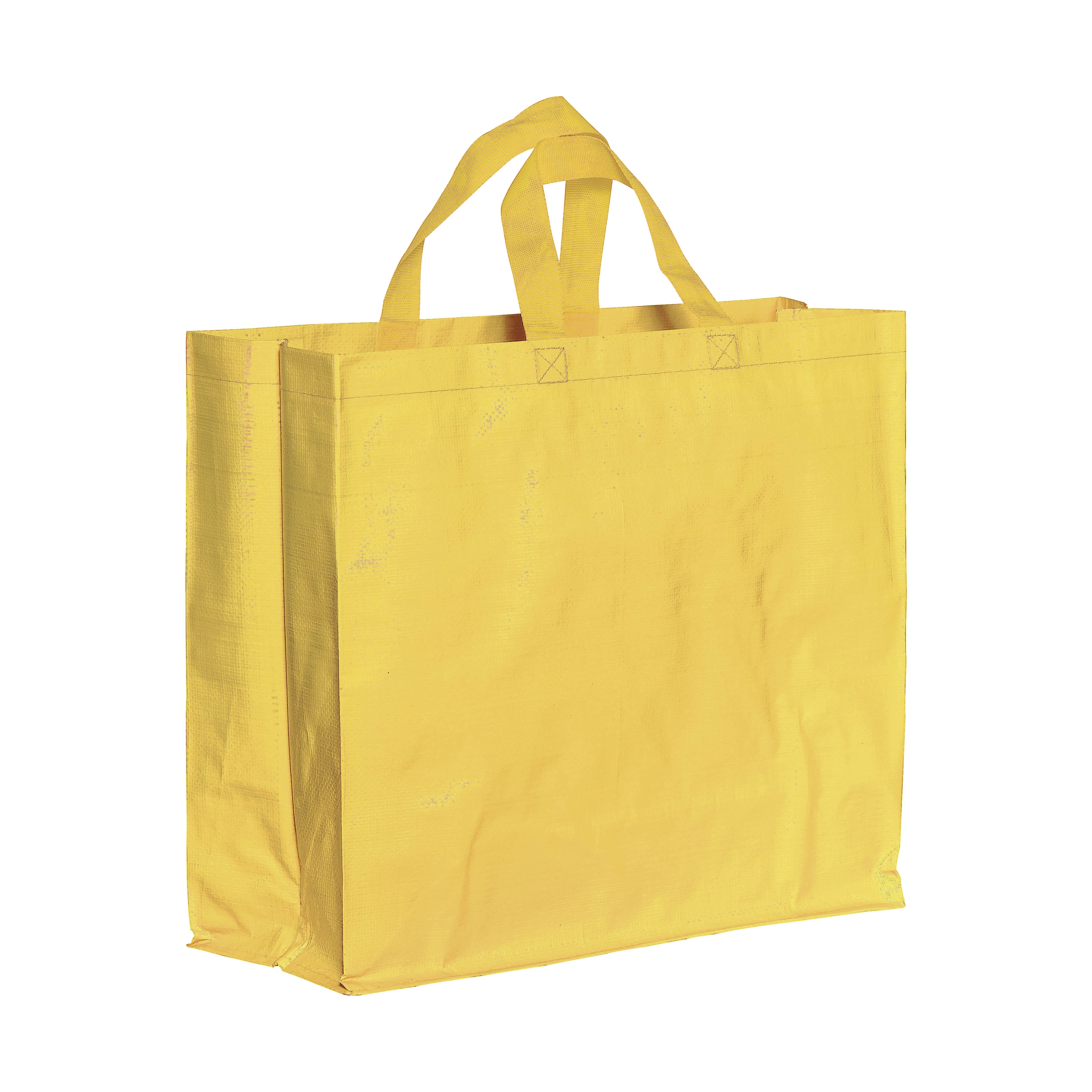 Immagine Shopper in PP riciclato laminato 120g/m2, manici corti e soffietto