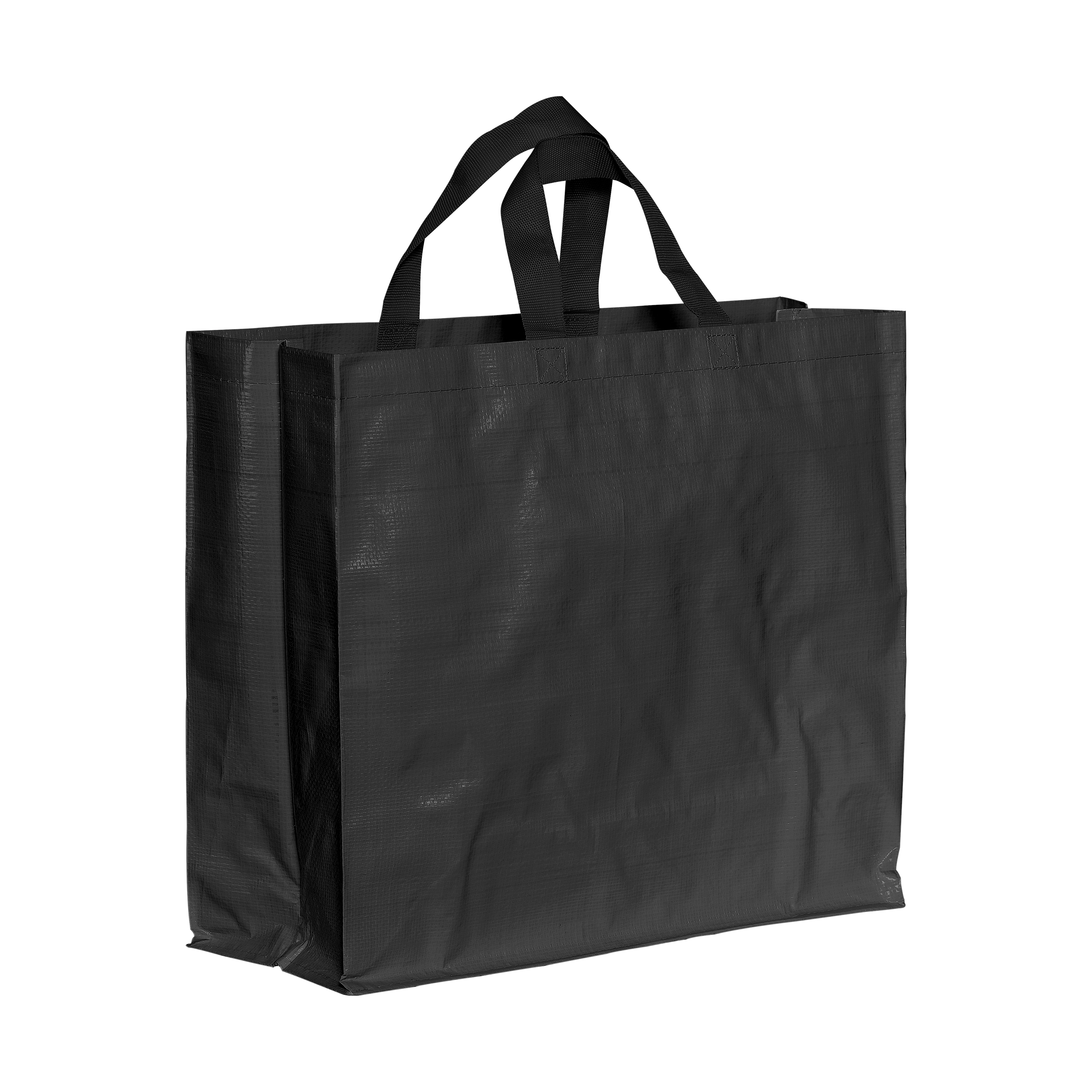Immagine Shopper in PP riciclato laminato 120g/m2, manici corti e soffietto