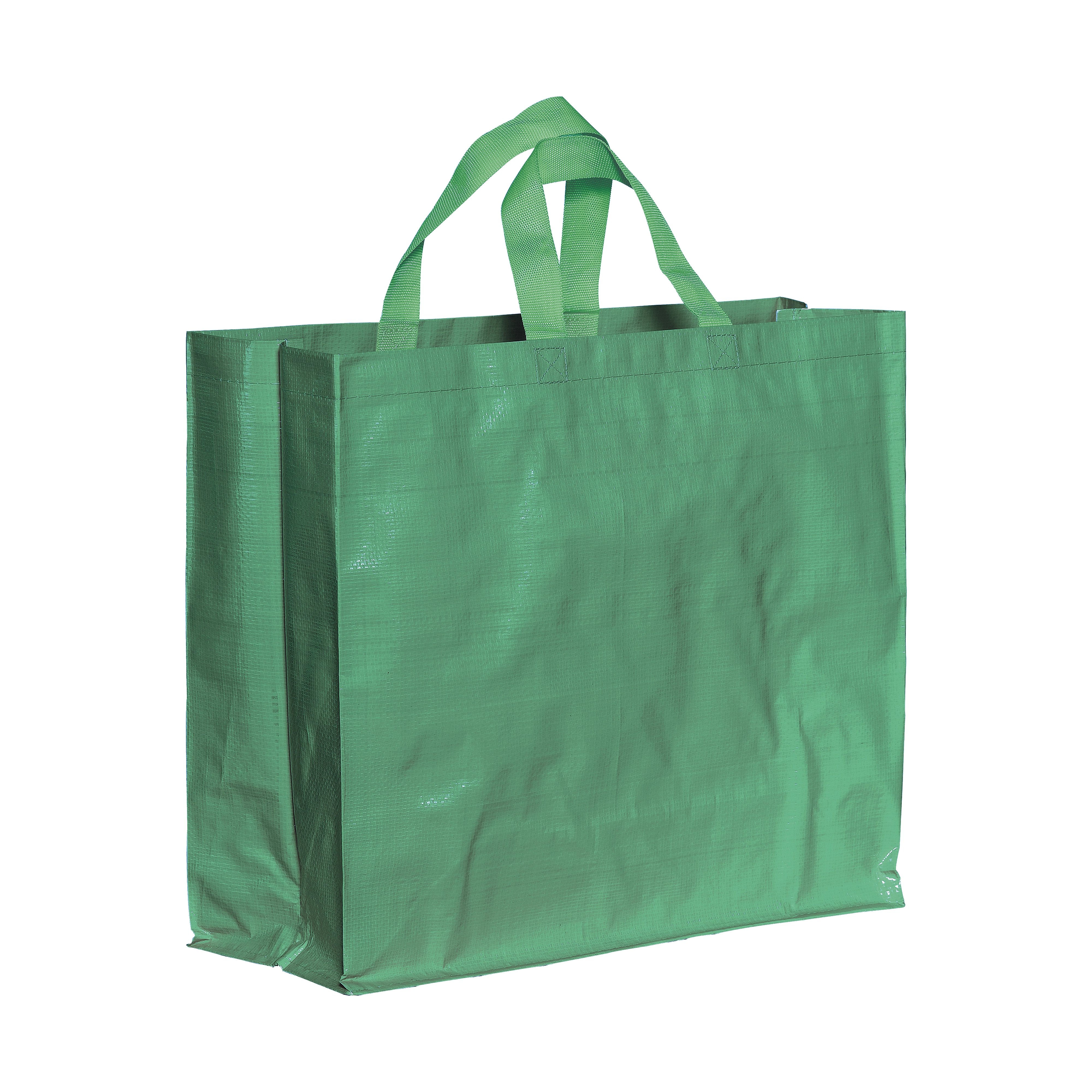 Immagine Shopper in PP riciclato laminato 120g/m2, manici corti e soffietto