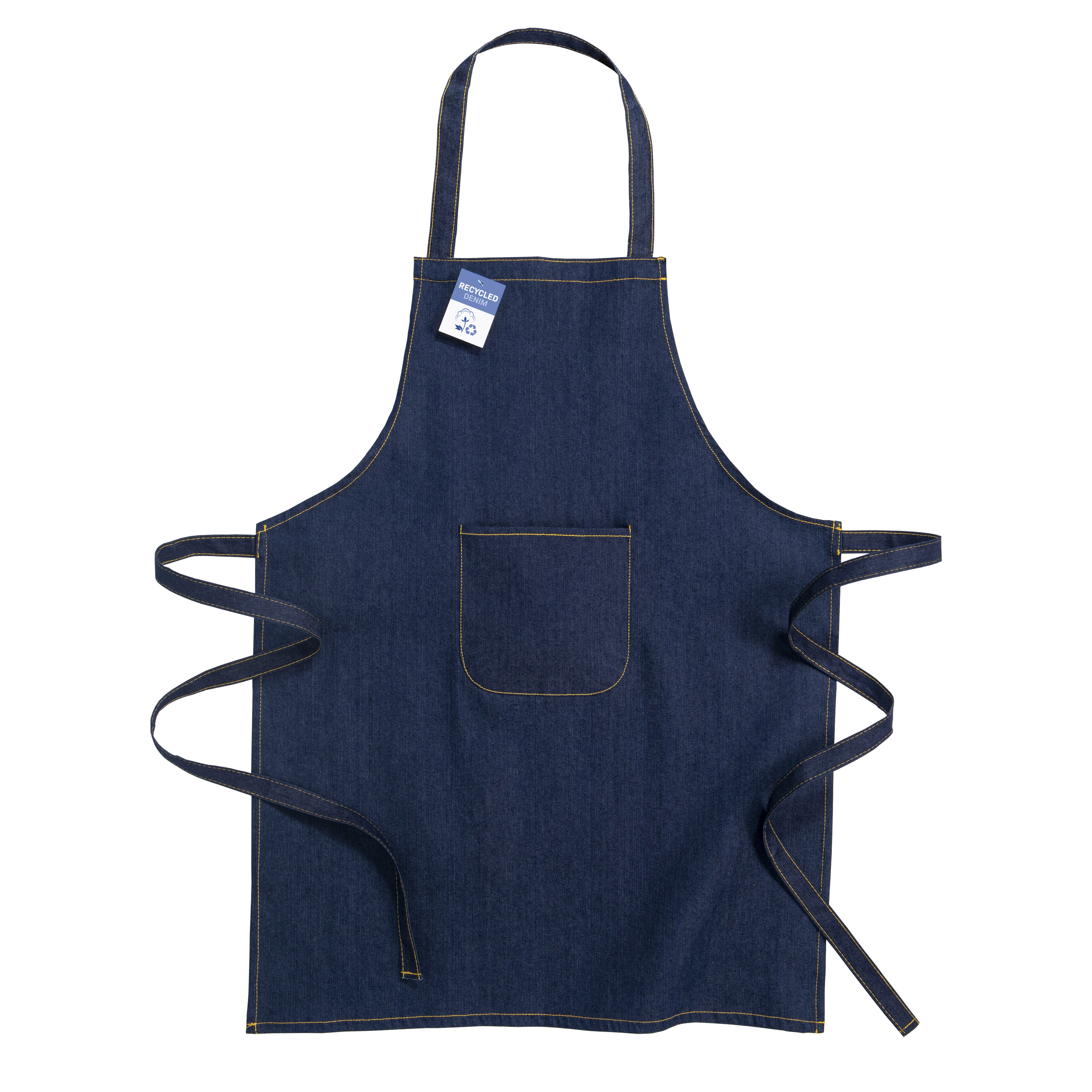 Immagine Grembiule in cotone denim riciclato con tasca frontale