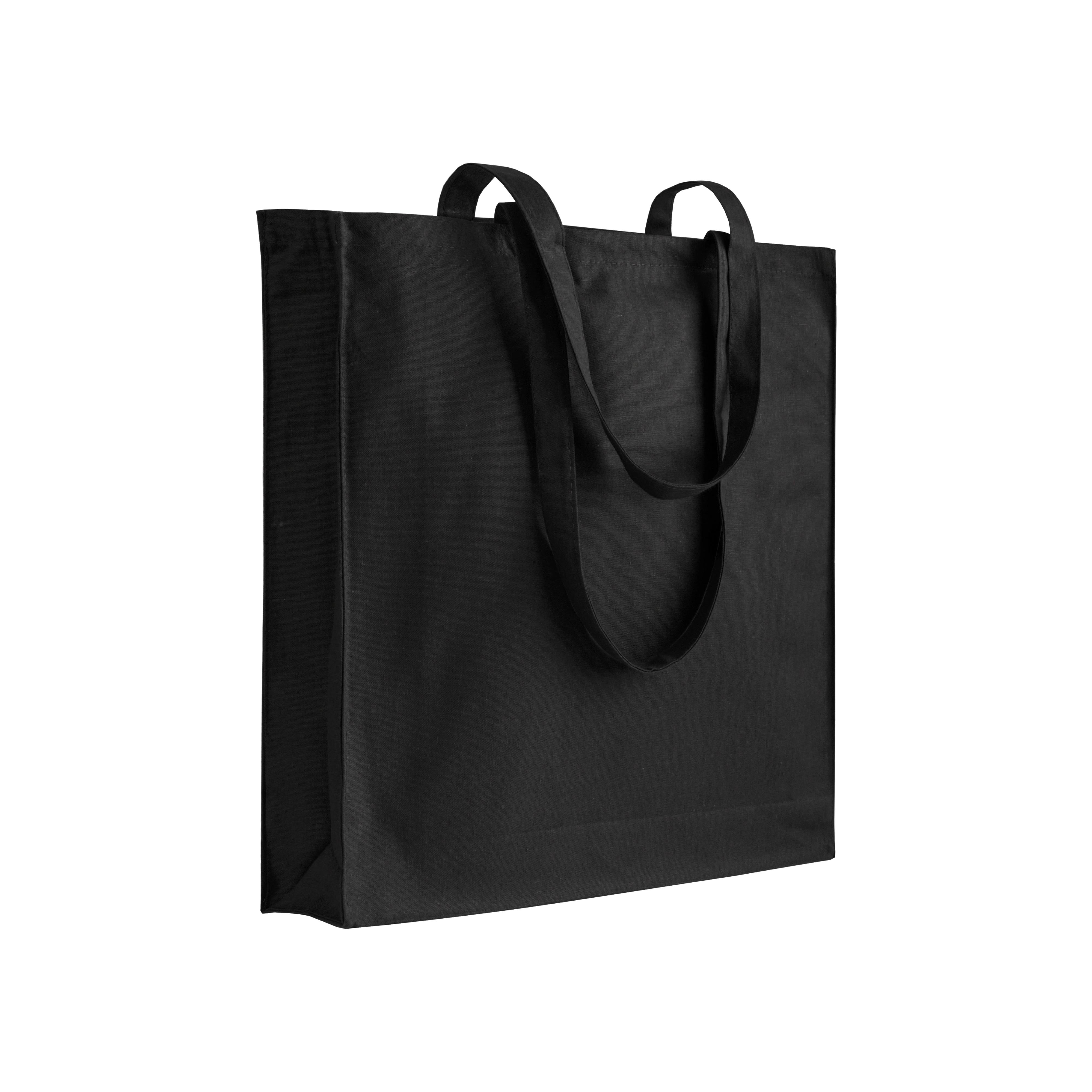 Immagine Shopper in cotone/poliestere riciclato 180 g/m2, manici lunghi e soffietto