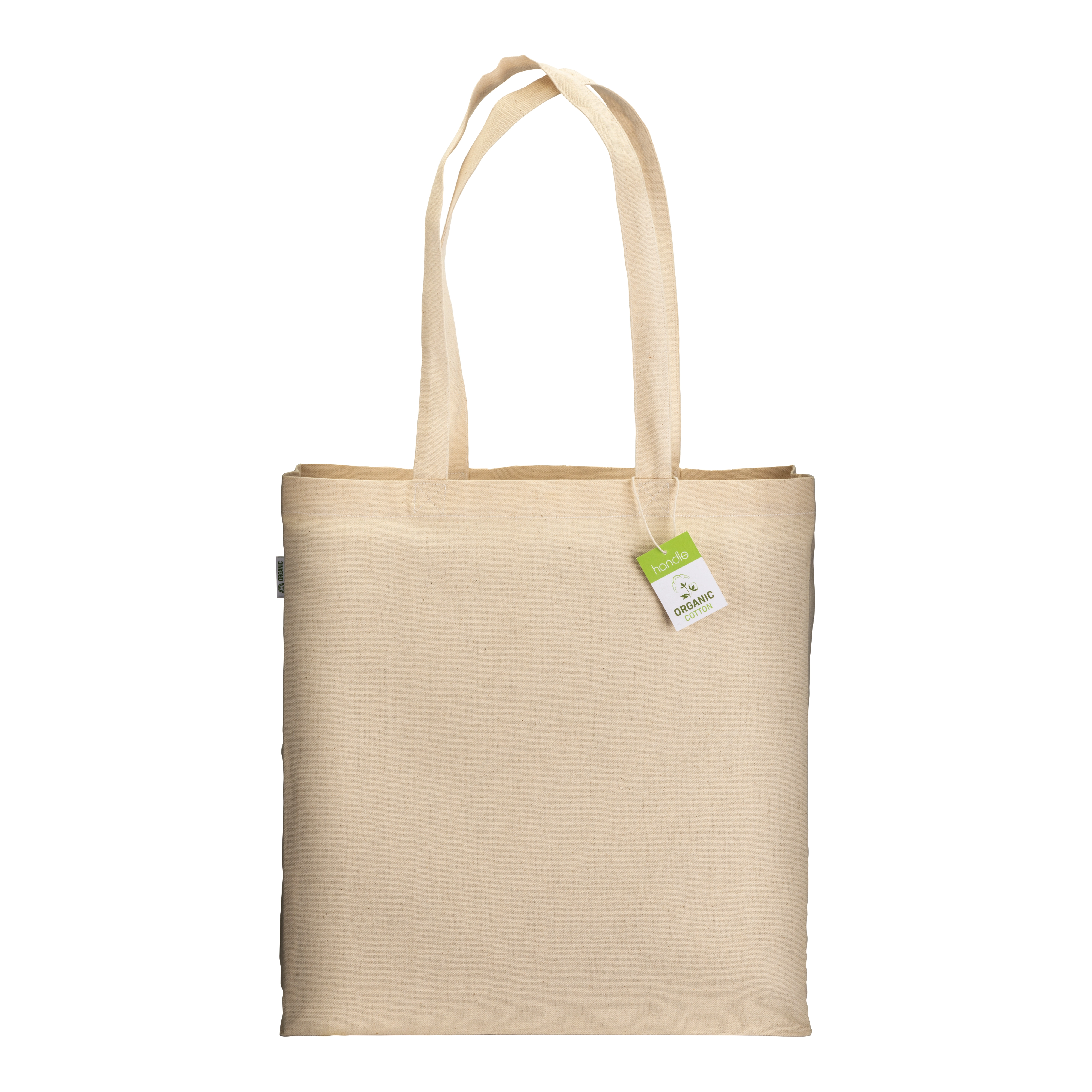 Immagine Shopper in cotone biologico 220 g/m2, manici lunghi e soffietto