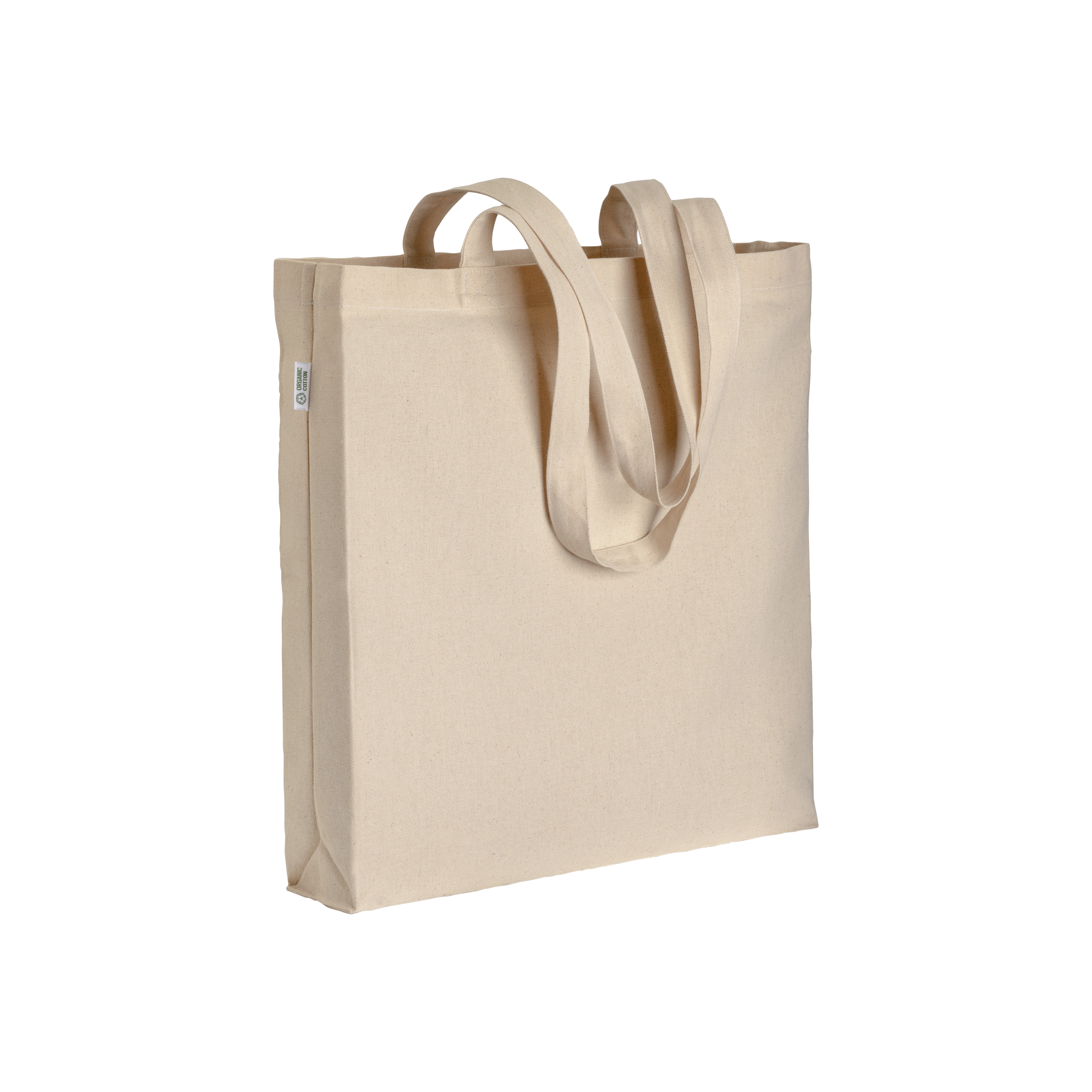 Immagine Shopper in cotone biologico 220 g/m2, manici lunghi e soffietto