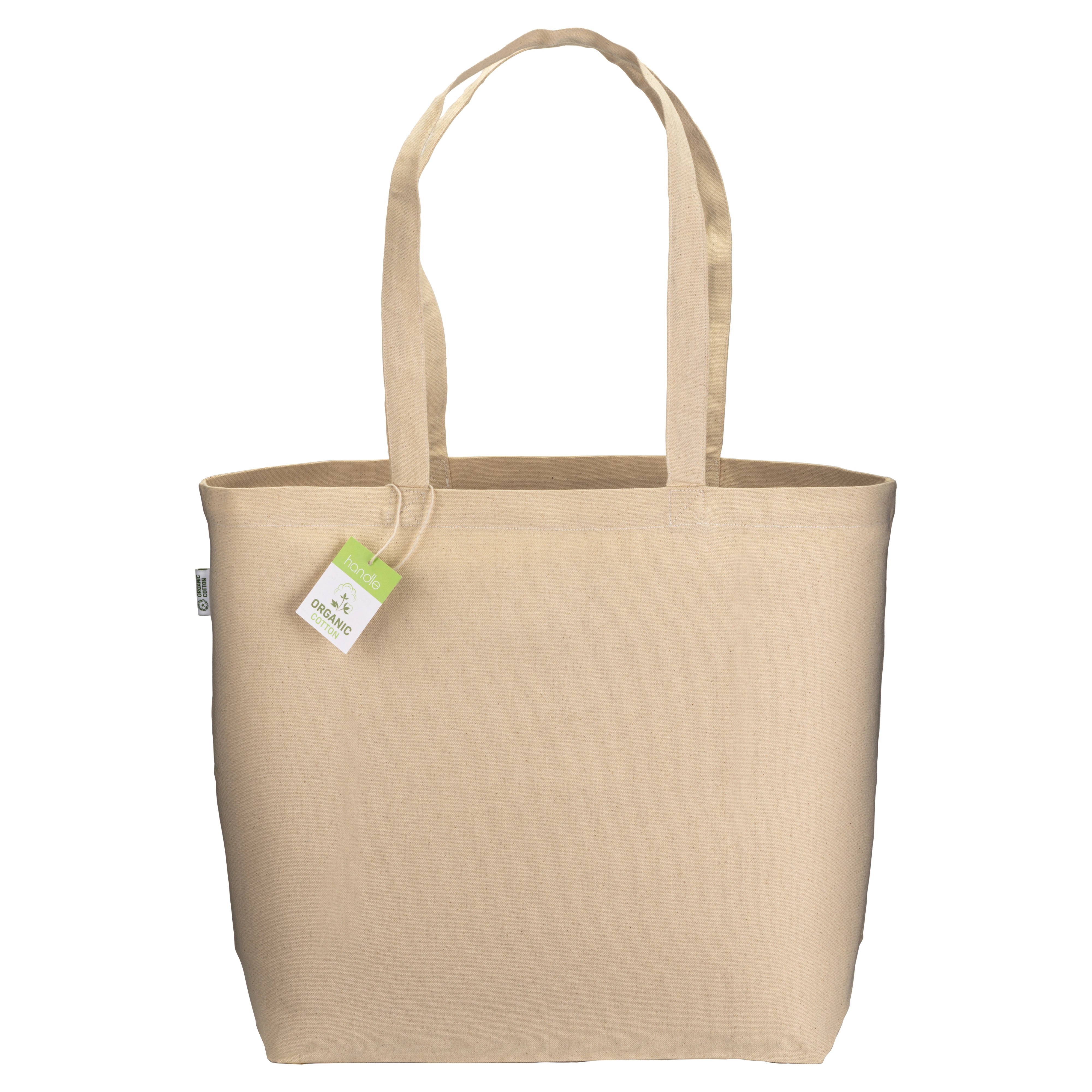 Immagine Shopper in cotone biologico 220 g/m2, con manici lunghi e soffietto alla base