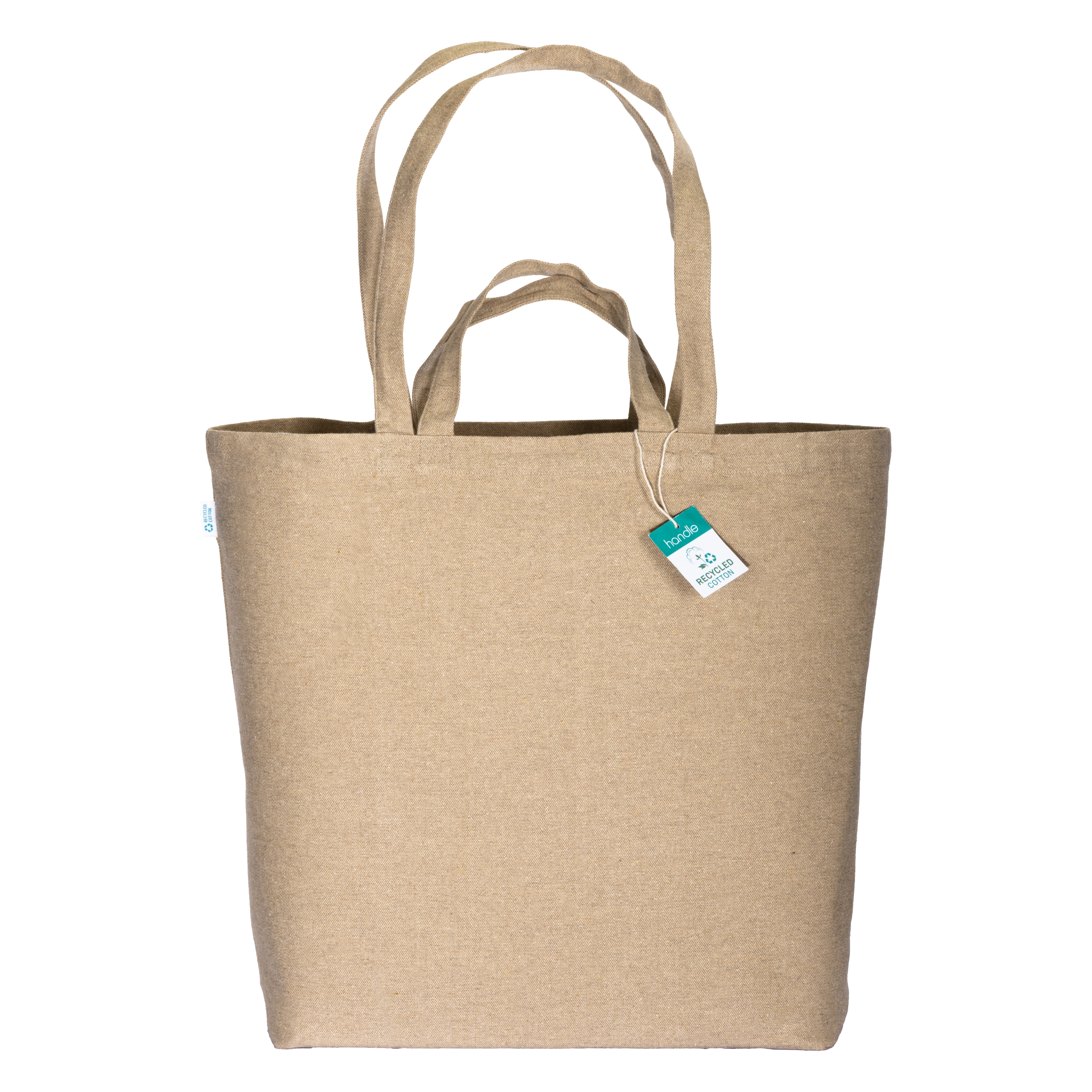 Immagine Shopper con soffietto alla base in cotone riciclato 280 g/m2, con doppi manici
