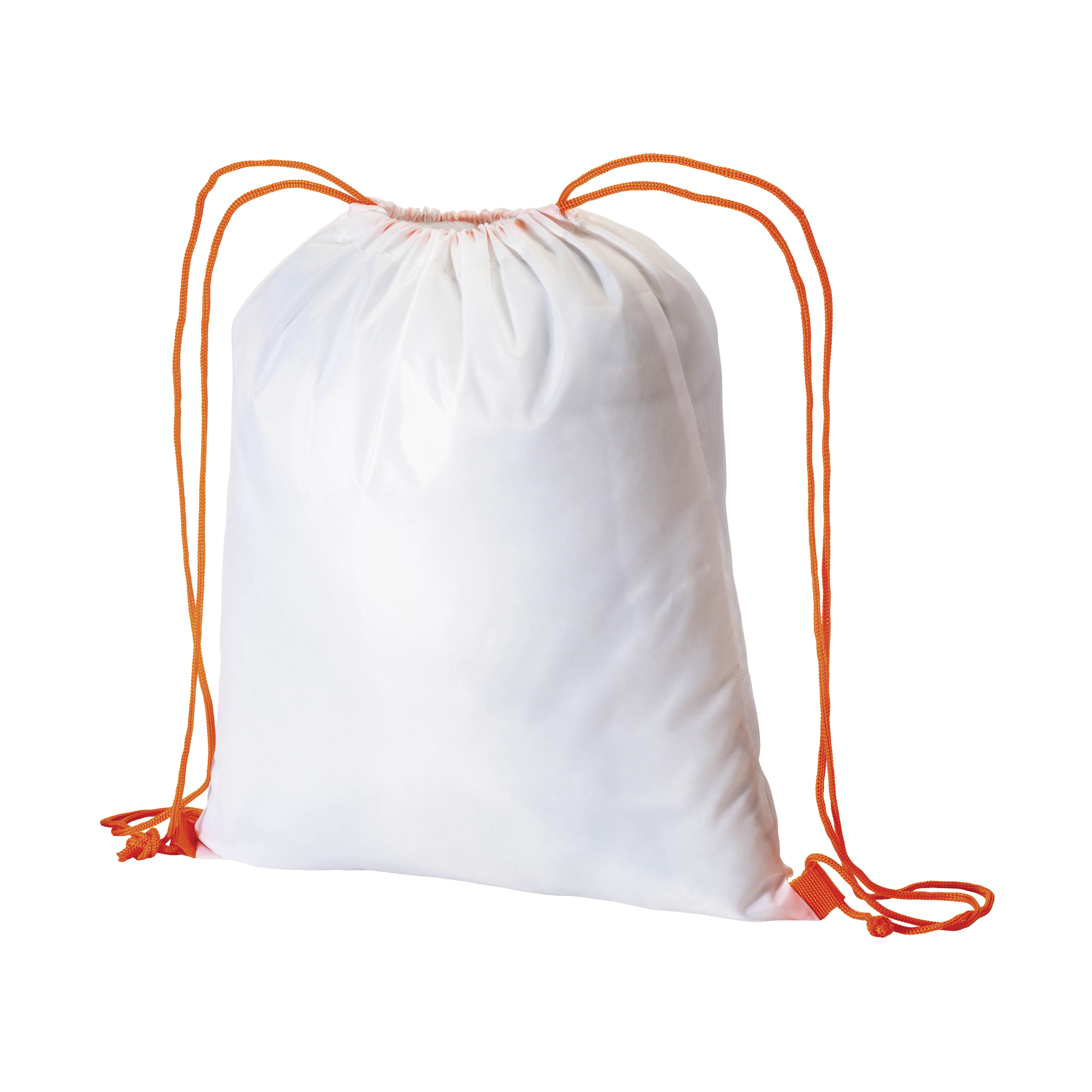 Immagine Zainetto bianco in poliestere 210 T con chiusura a strozzo e cordini colorati