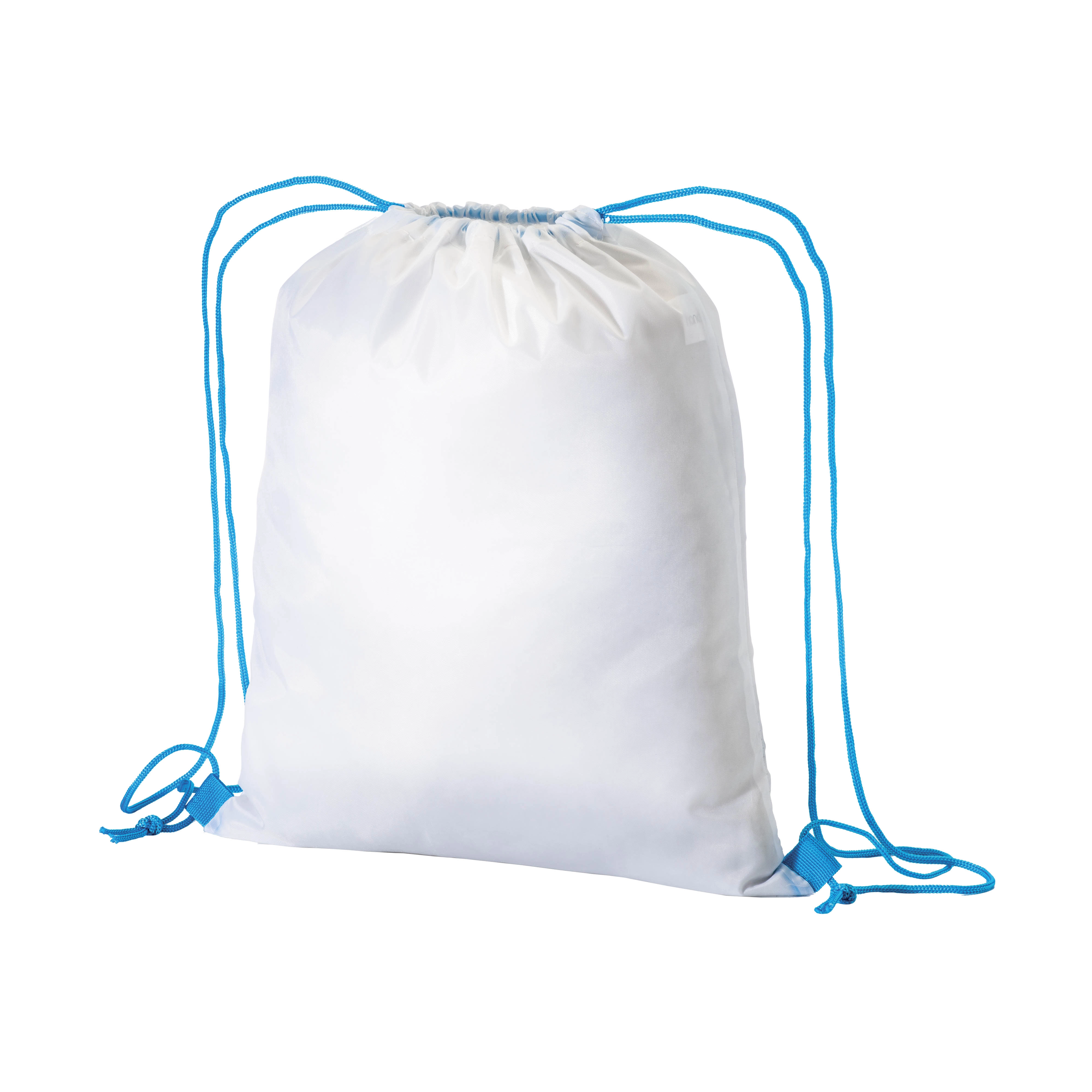 Immagine Zainetto bianco in poliestere 210 T con chiusura a strozzo e cordini colorati