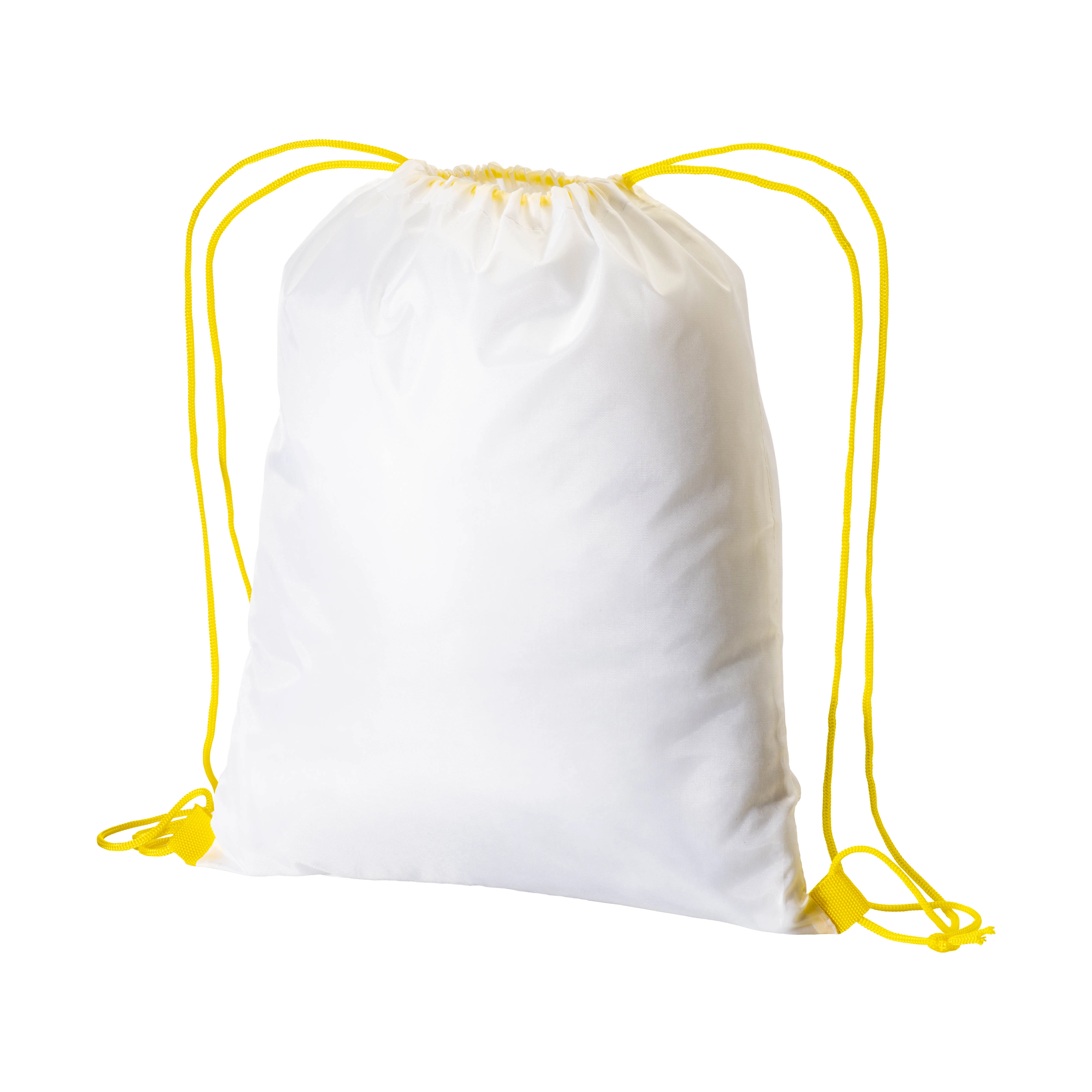 Immagine Zainetto bianco in poliestere 210 T con chiusura a strozzo e cordini colorati