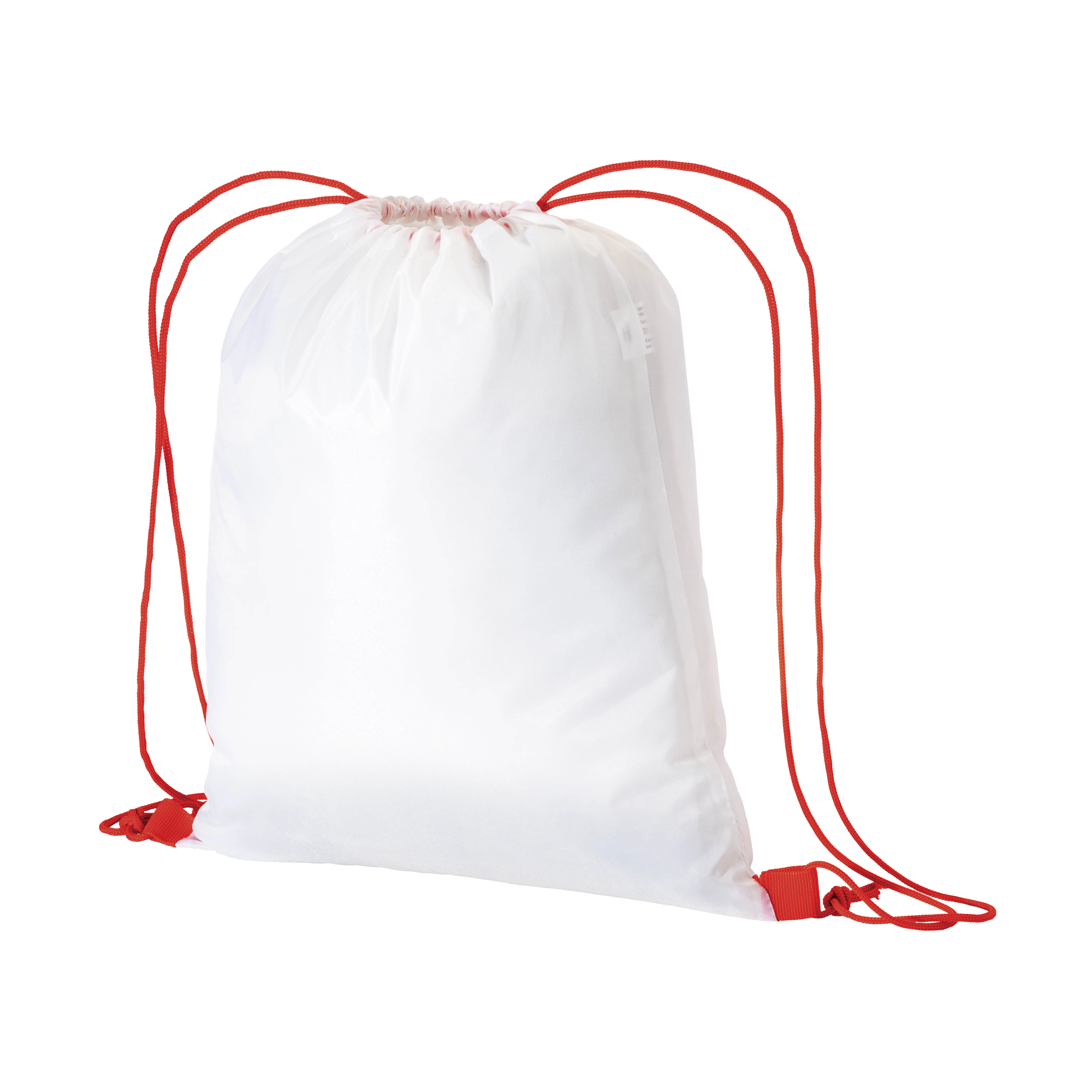 Immagine Zainetto bianco in poliestere 210 T con chiusura a strozzo e cordini colorati