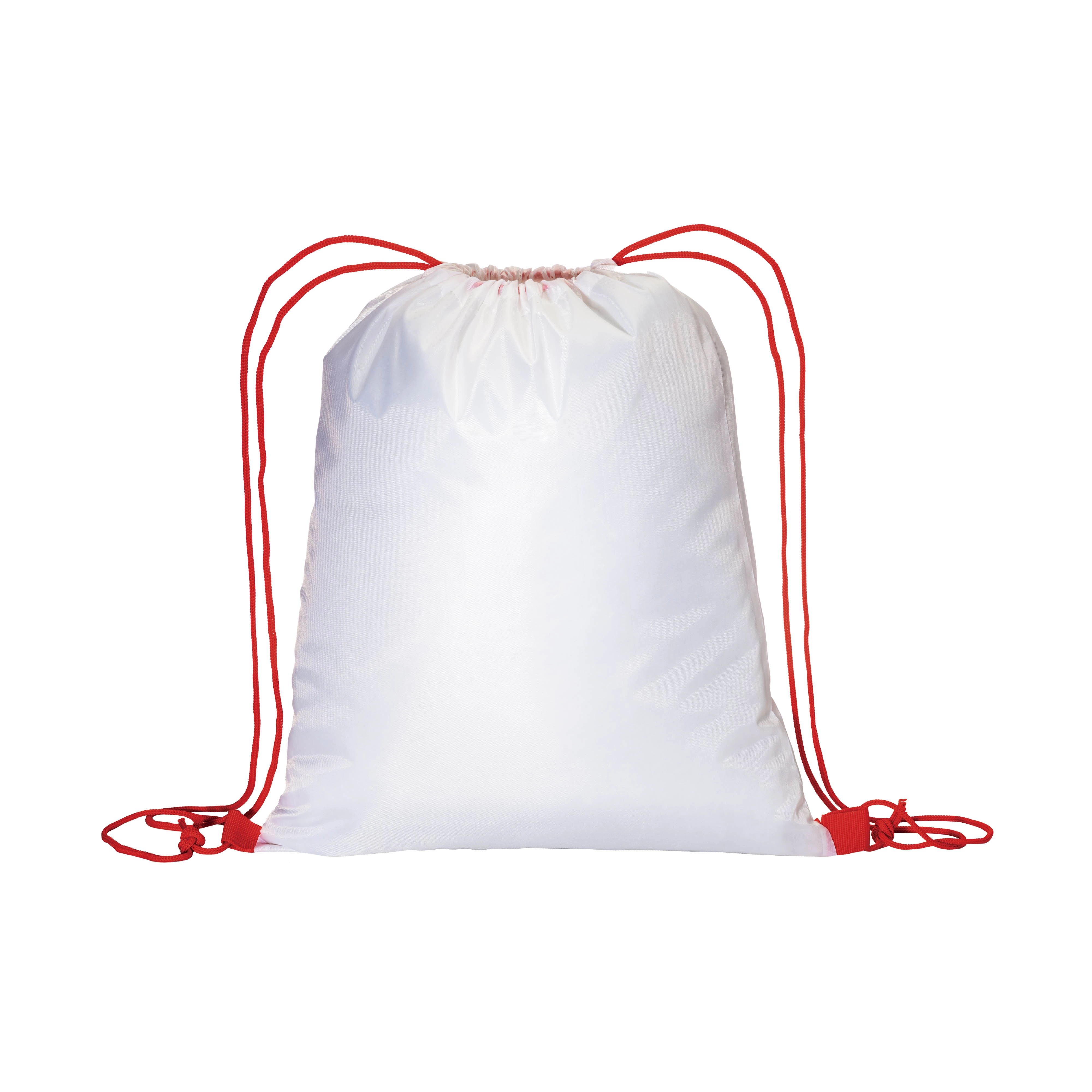 Immagine Zainetto bianco in poliestere 210 T con chiusura a strozzo e cordini colorati