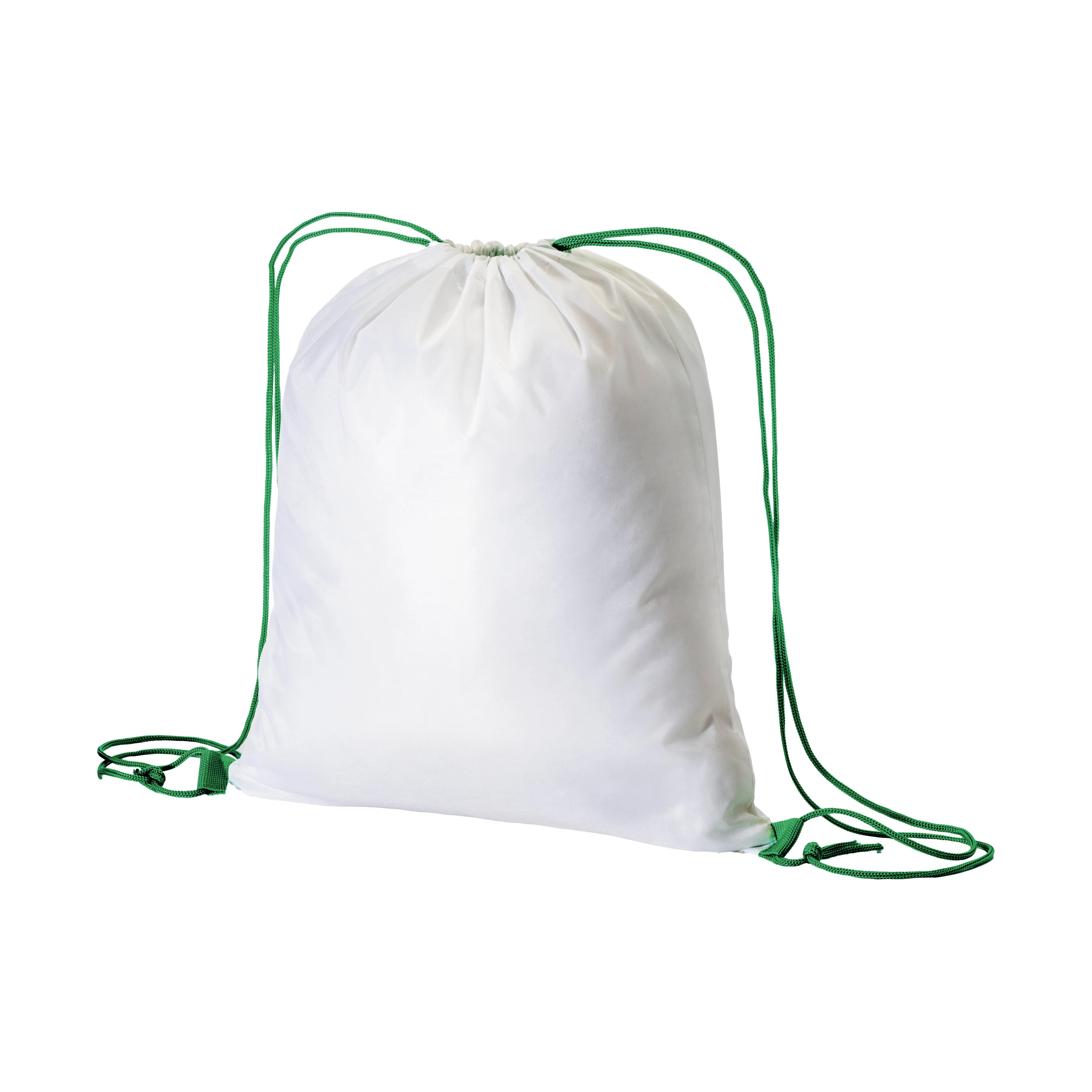 Immagine Zainetto bianco in poliestere 210 T con chiusura a strozzo e cordini colorati