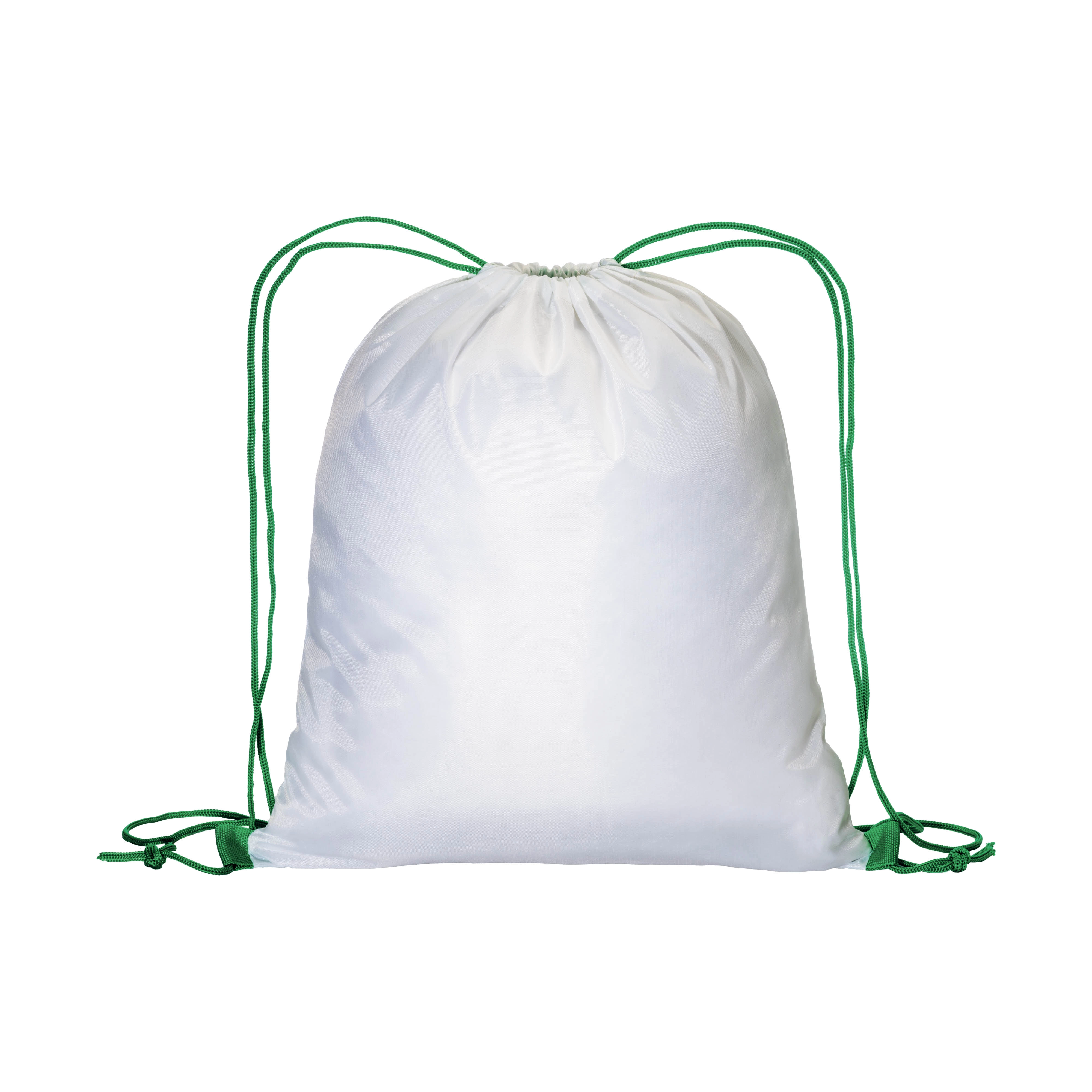 Immagine Zainetto bianco in poliestere 210 T con chiusura a strozzo e cordini colorati