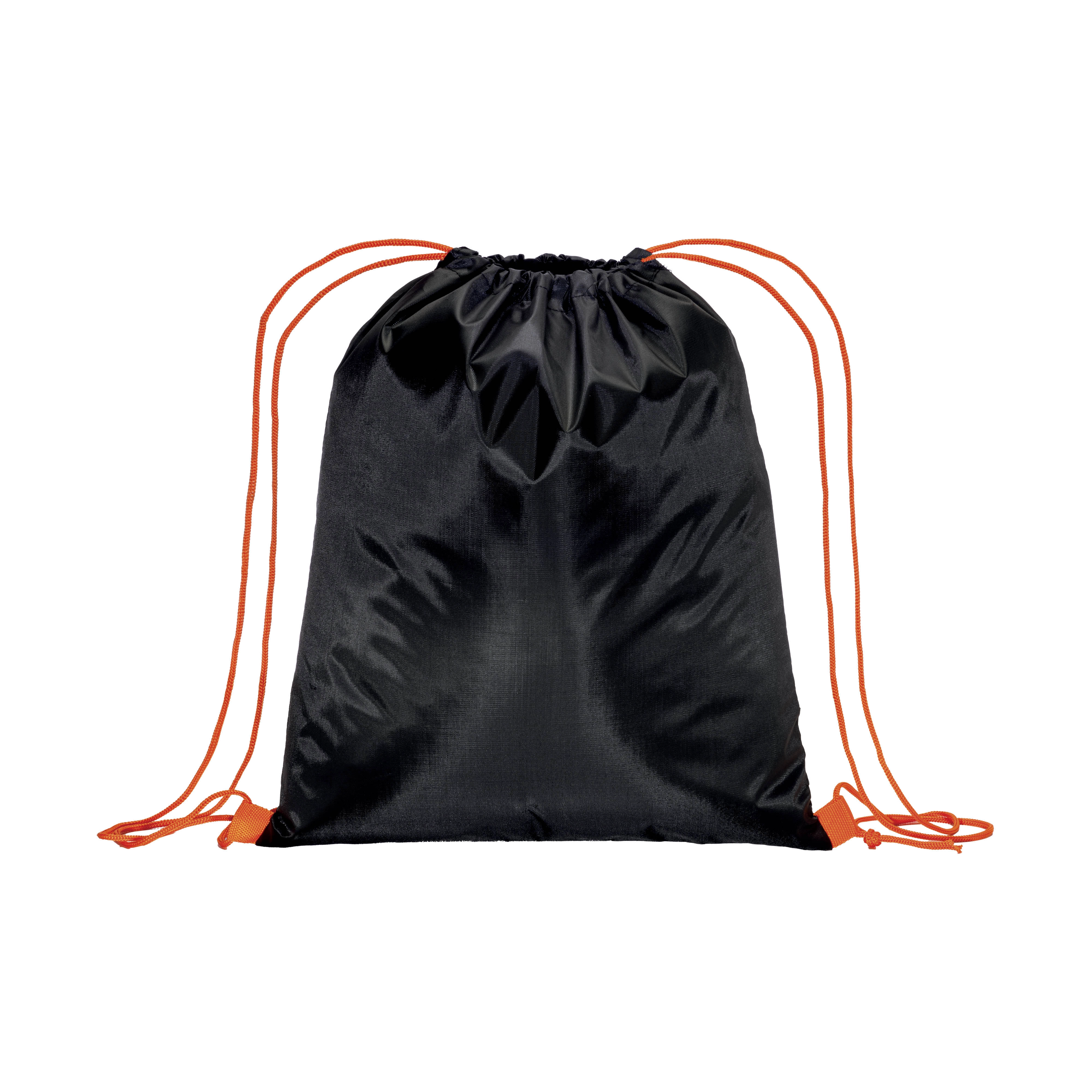 Immagine Zainetto nero in poliestere 210 T con chiusura a strozzo e cordini colorati