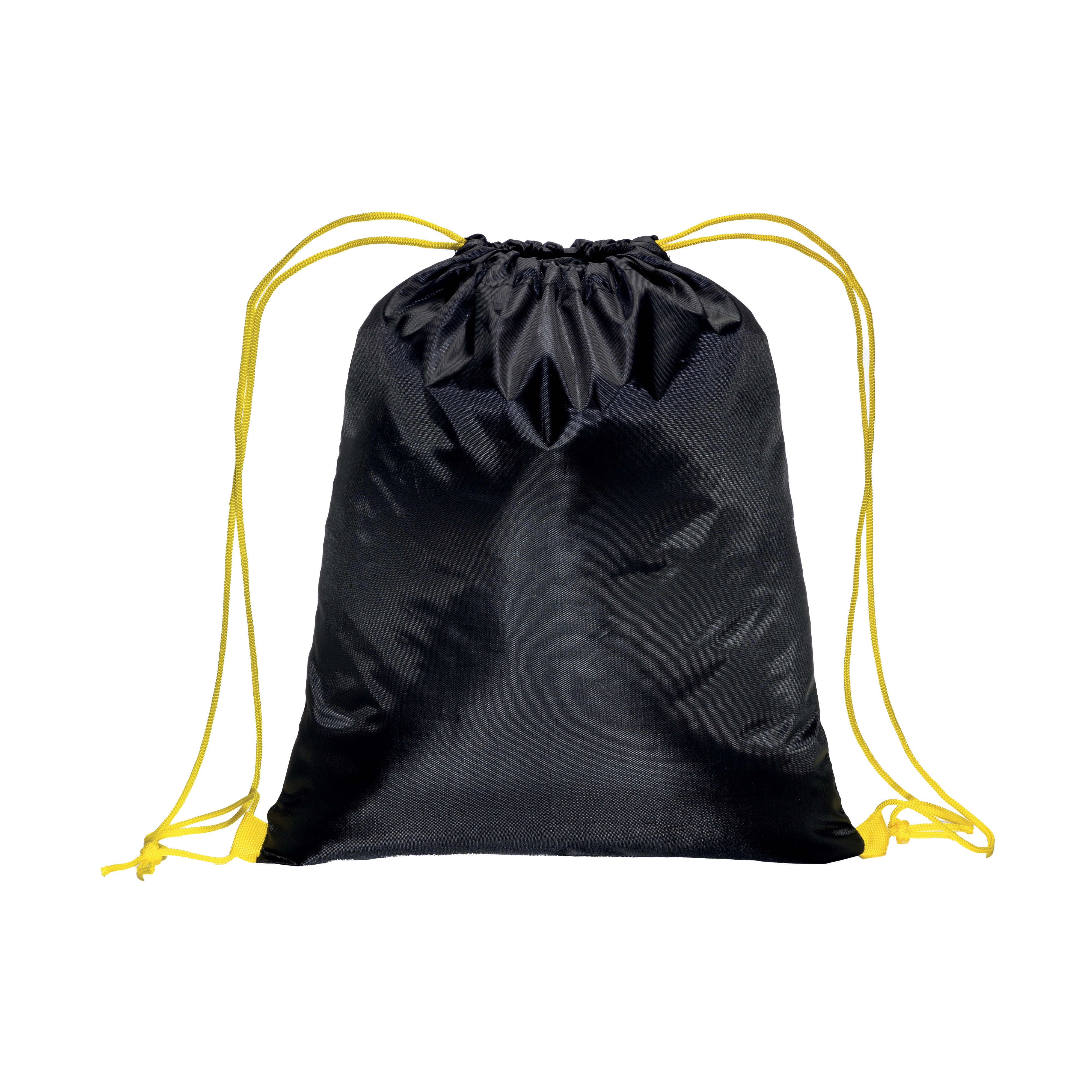 Immagine Zainetto nero in poliestere 210 T con chiusura a strozzo e cordini colorati