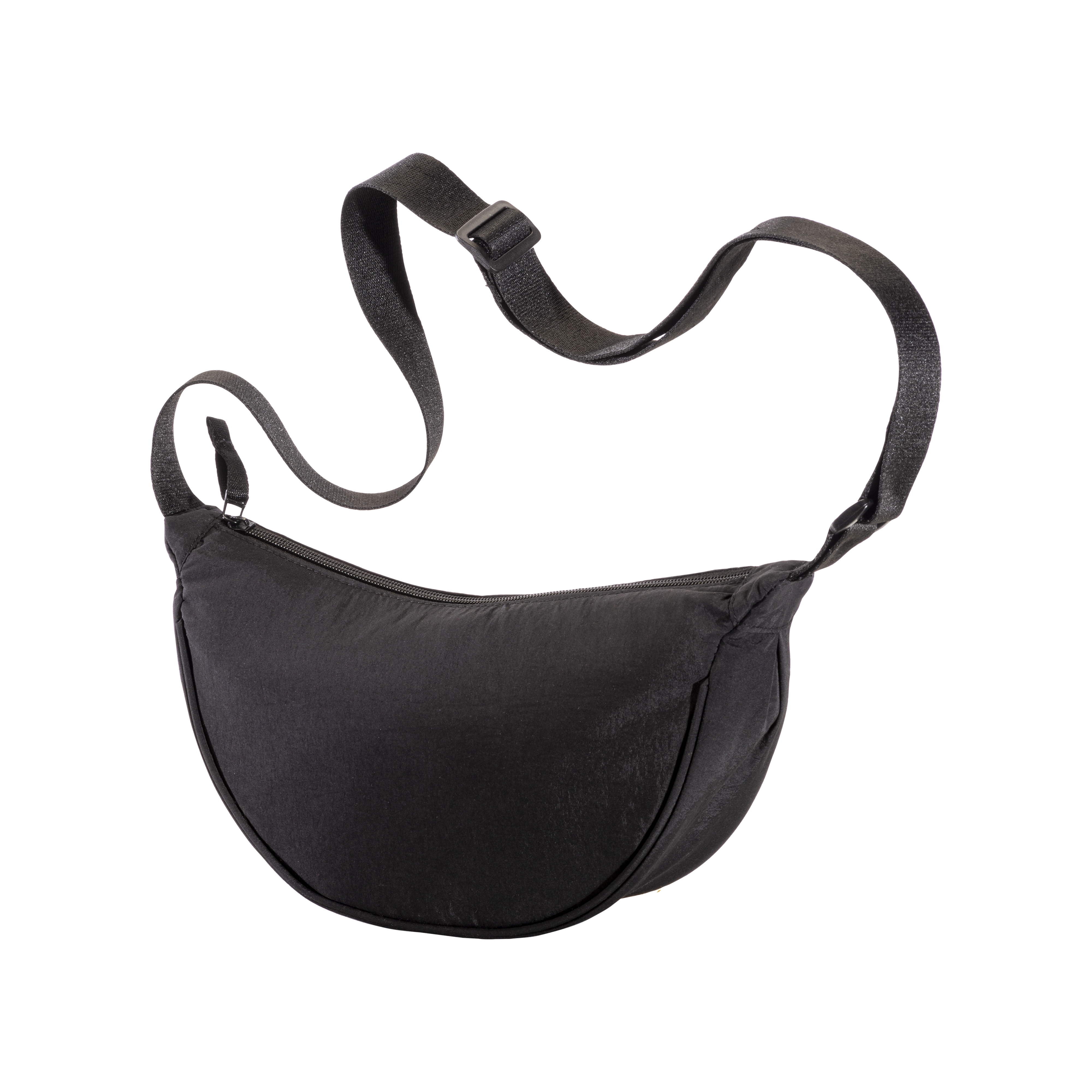 Immagine Borsa rotonda in nylon con tracolla regolabile, chiusura con zip