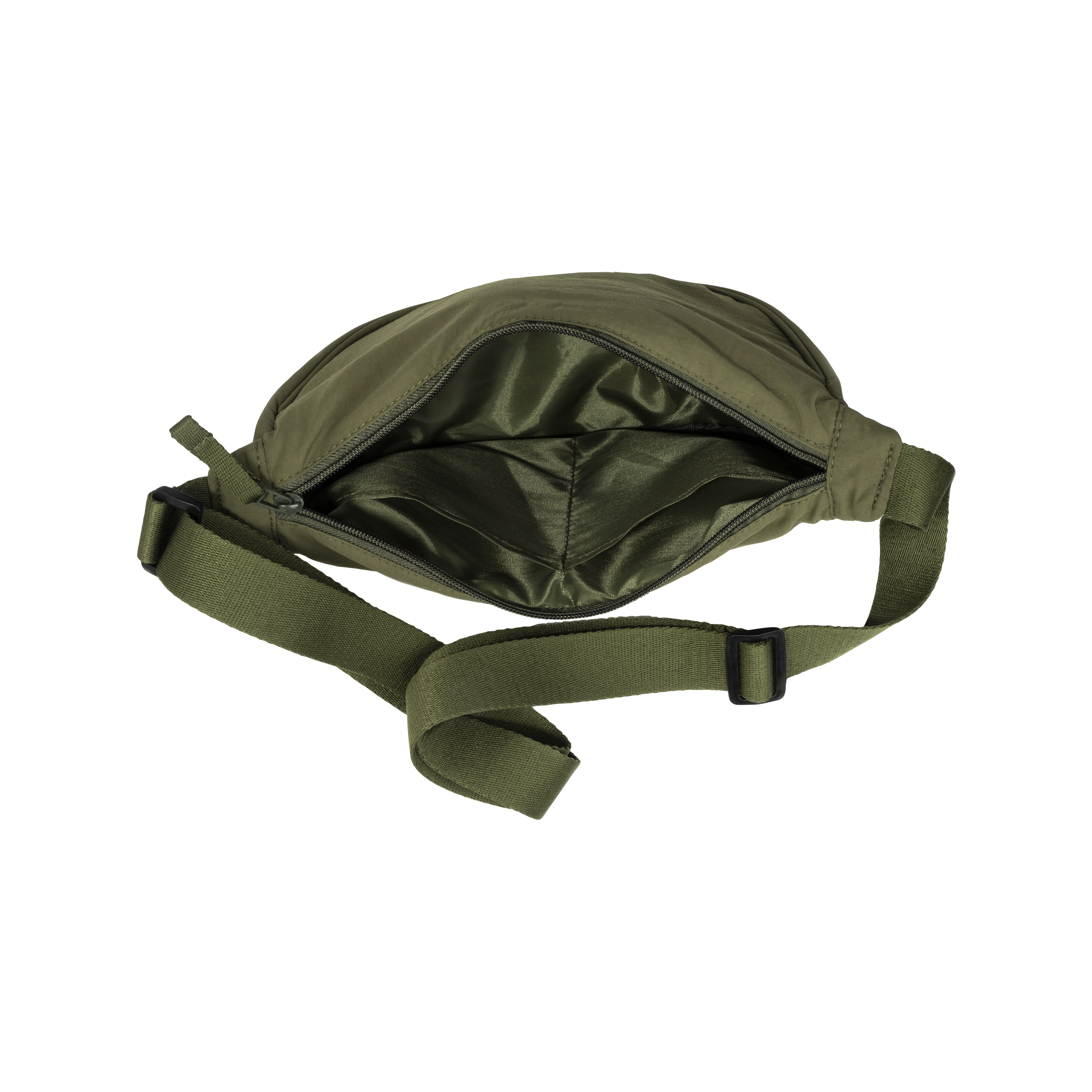 Immagine Borsa rotonda in nylon con tracolla regolabile, chiusura con zip