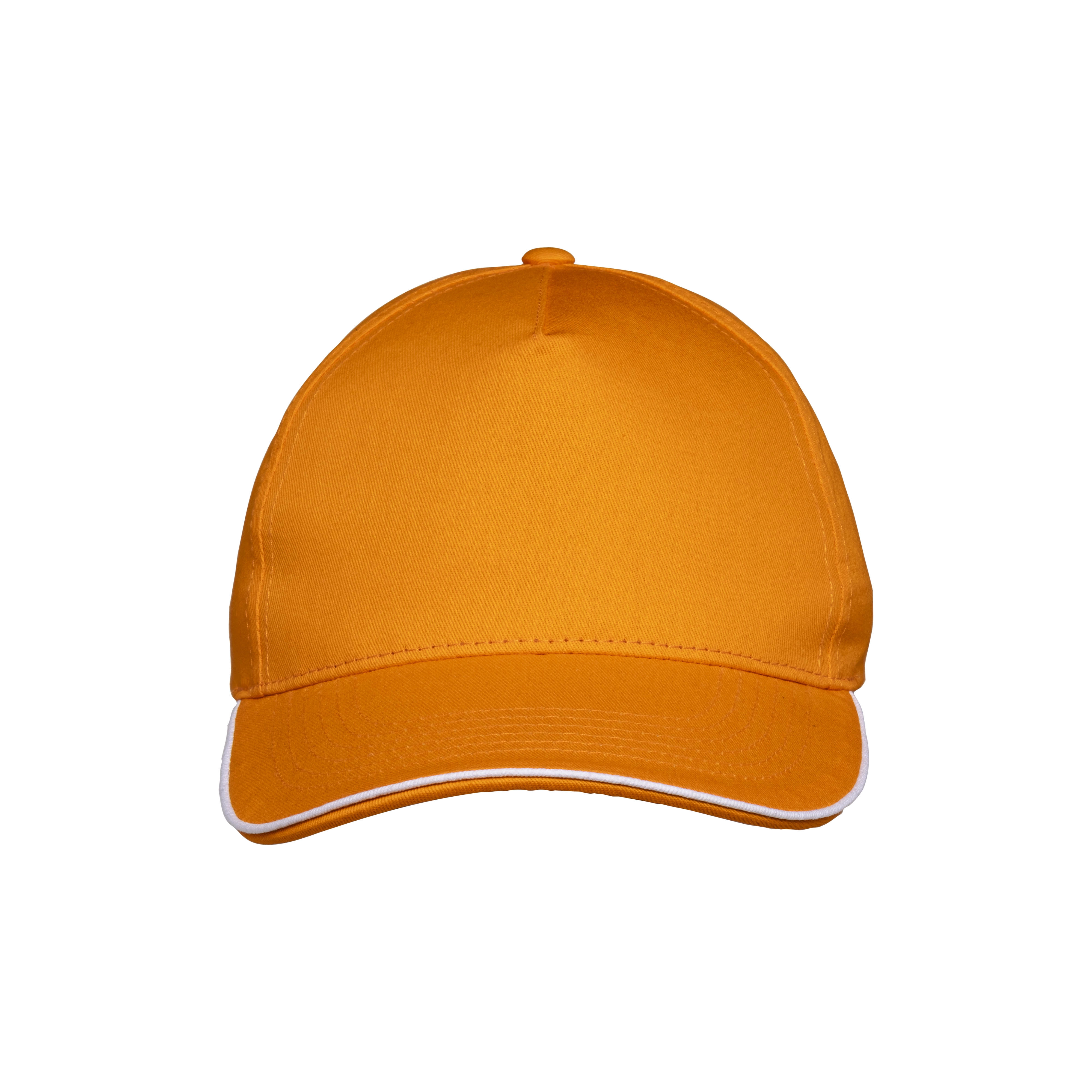 Immagine Cappellino in cotone 5 pannelli, visiera sandwich in contrasto con chiusura con velcro