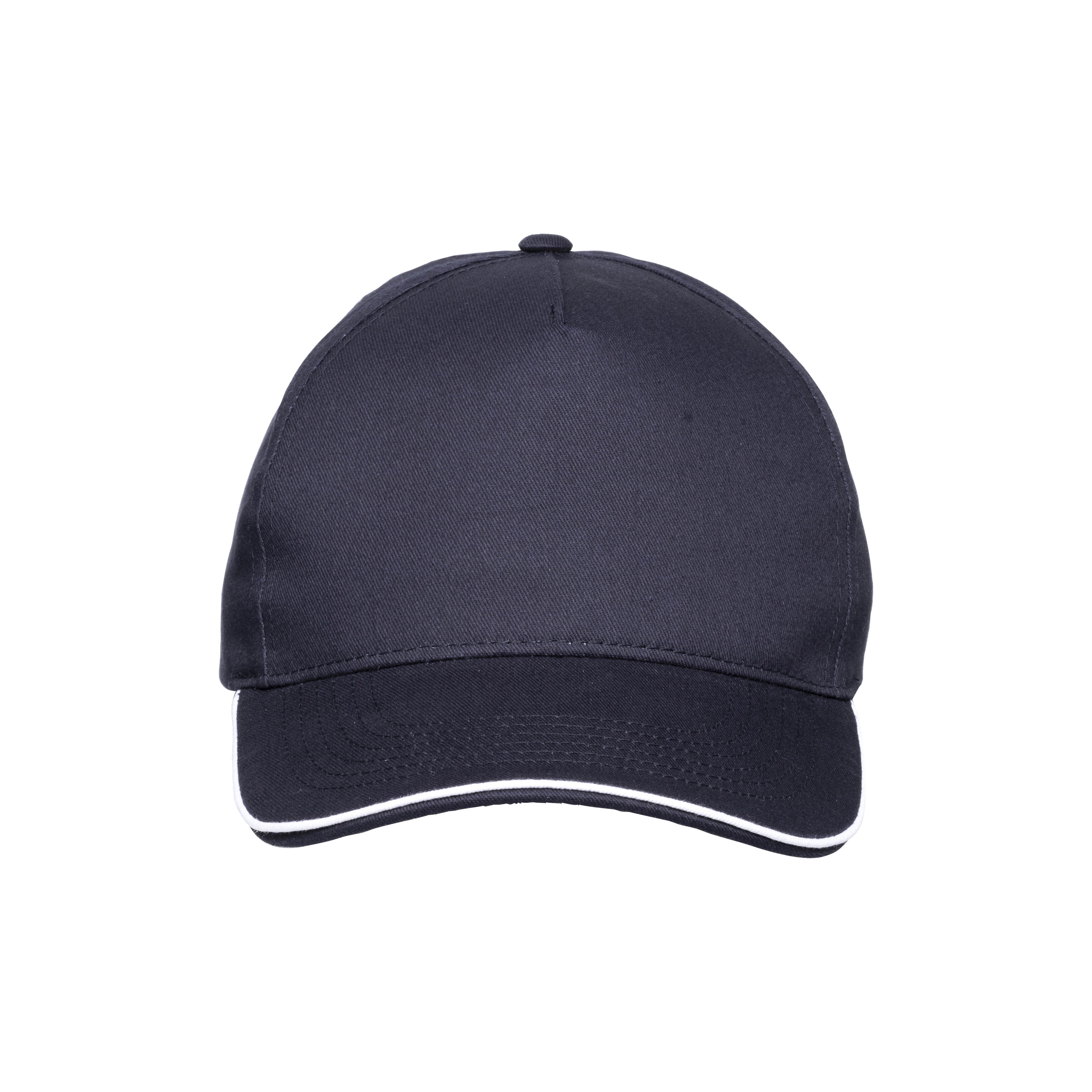 Immagine Cappellino in cotone 5 pannelli, visiera sandwich in contrasto con chiusura con velcro