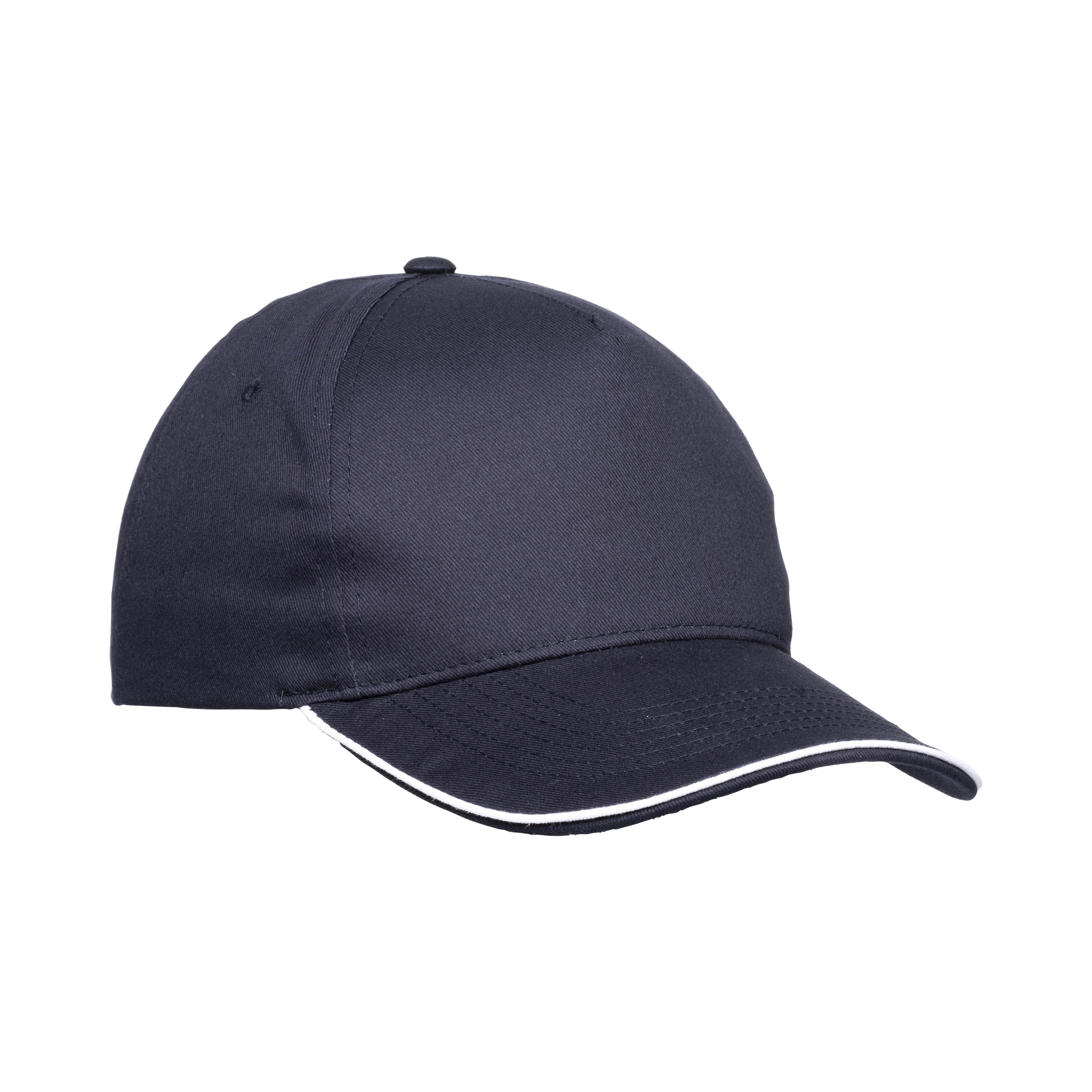 Immagine Cappellino in cotone 5 pannelli, visiera sandwich in contrasto con chiusura con velcro