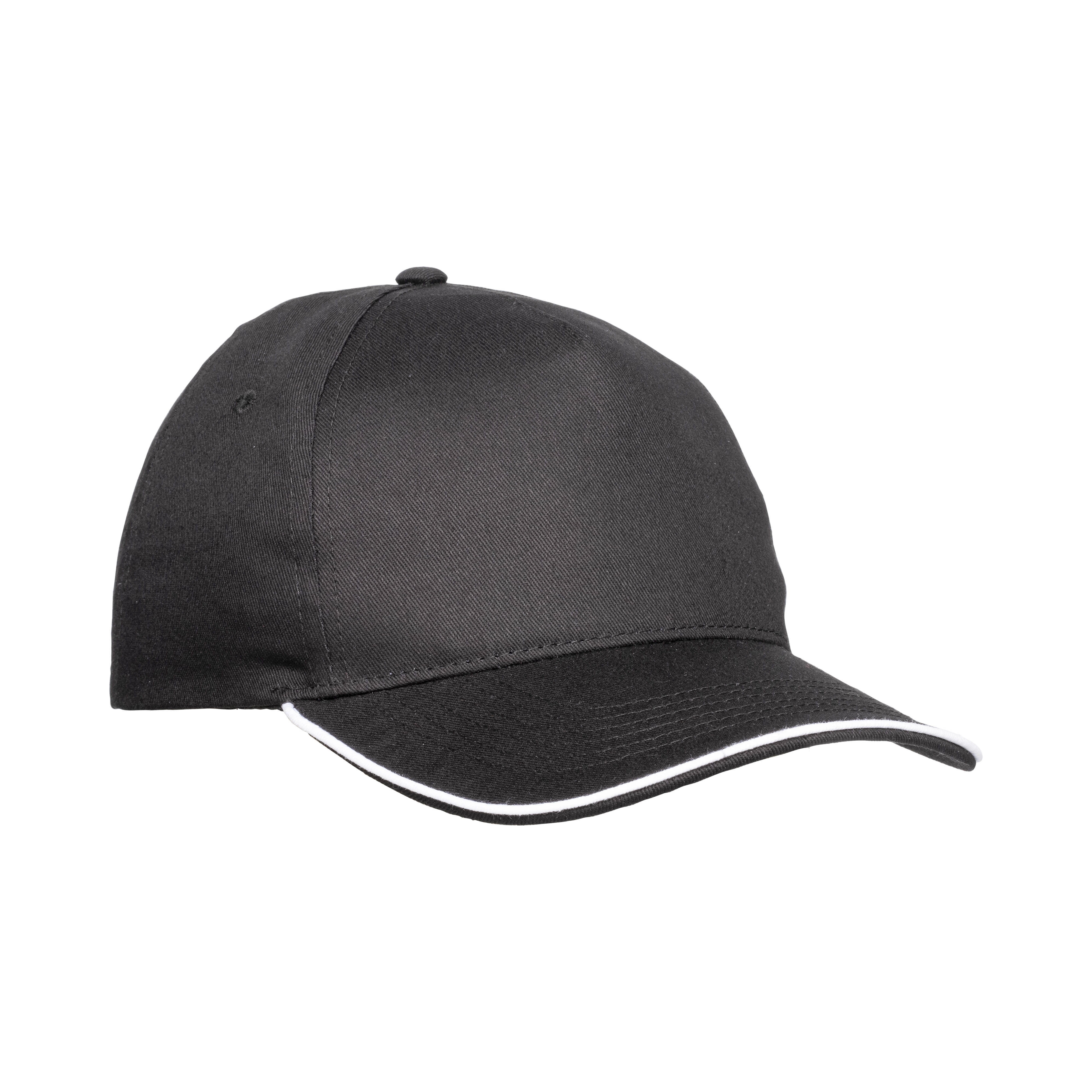 Immagine Cappellino in cotone 5 pannelli, visiera sandwich in contrasto con chiusura con velcro