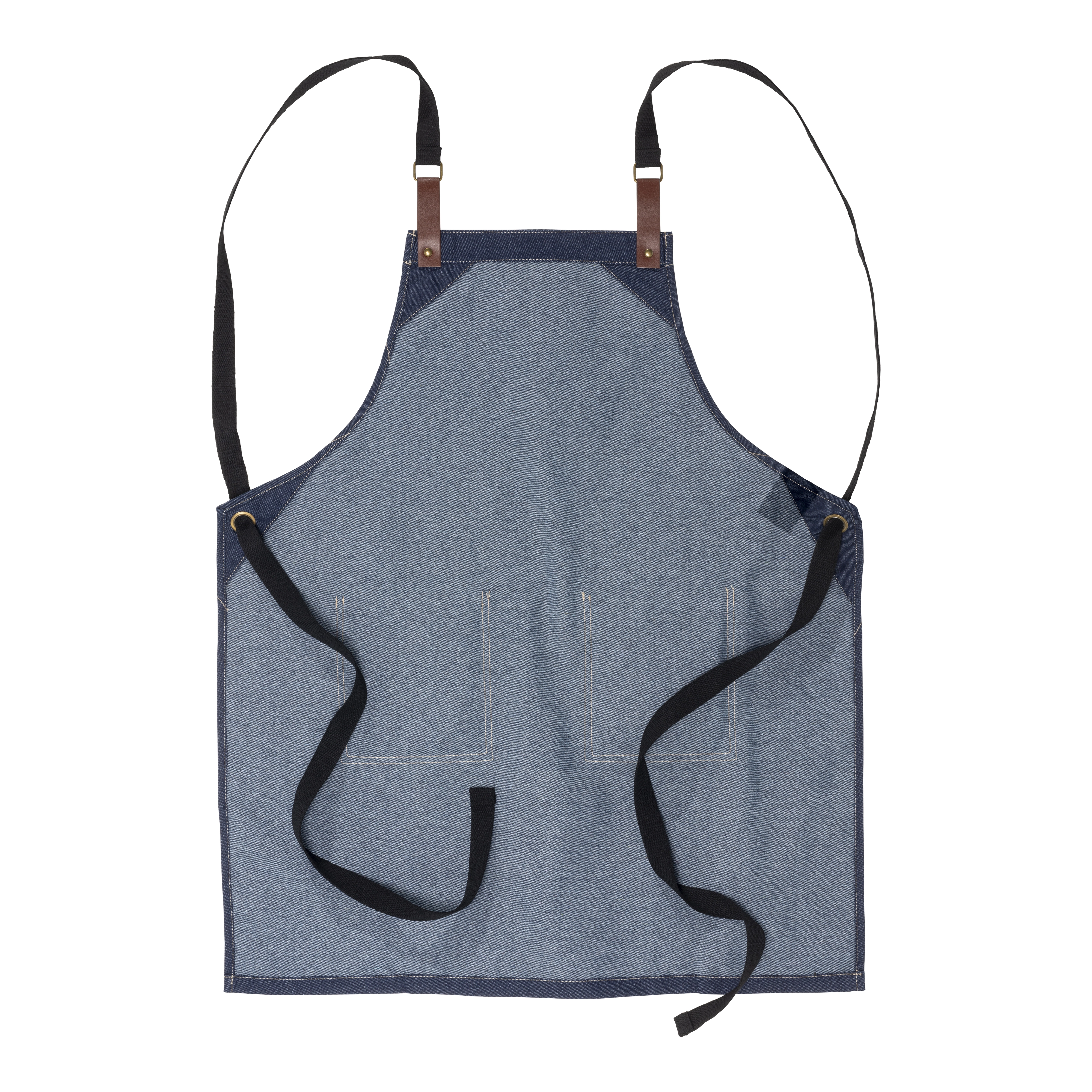 Immagine Grembiule da cucina regolabile in cotone denim con 2 tasche frontali.