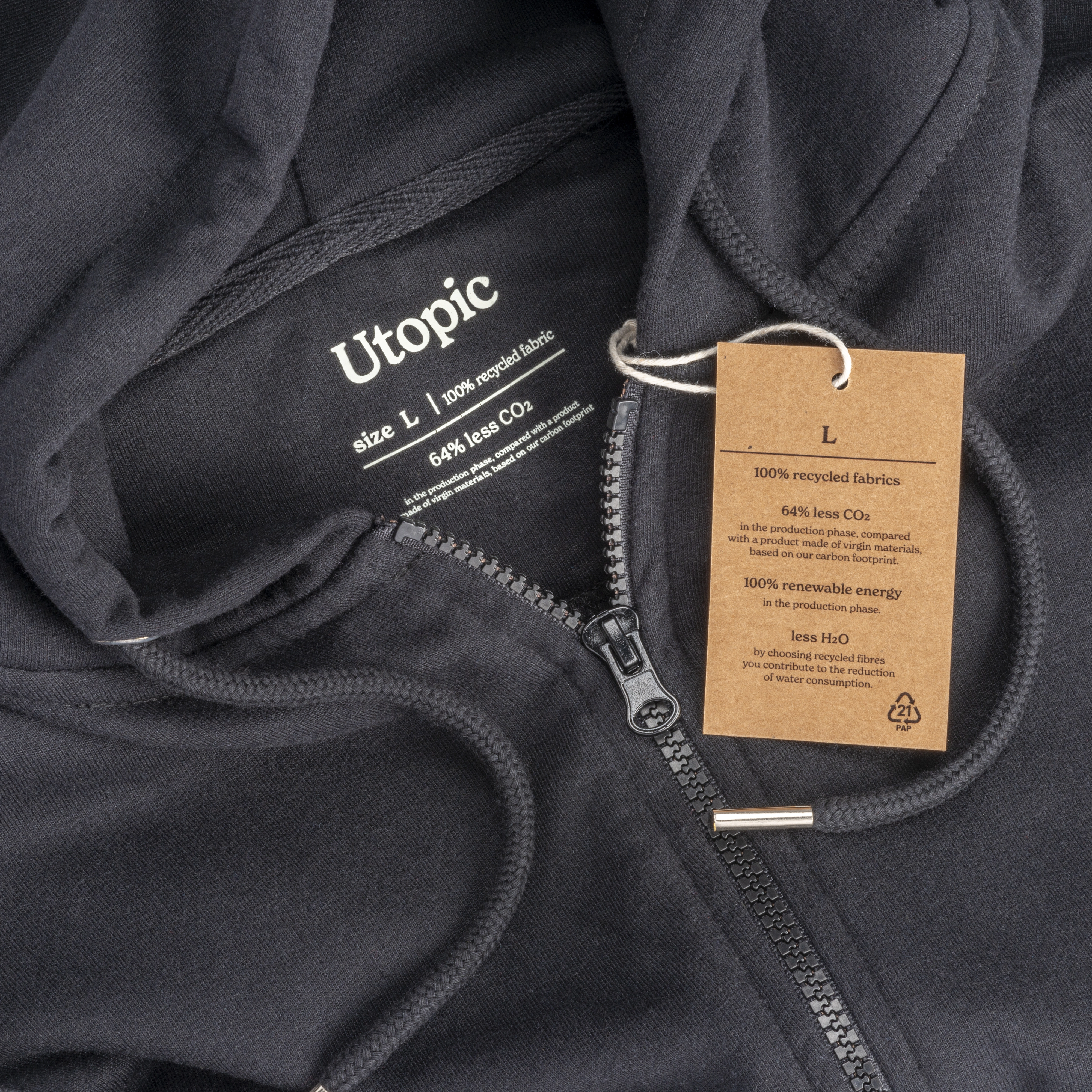 Immagine Felpa con cappuccio unisex 100% tessuto rigenerato