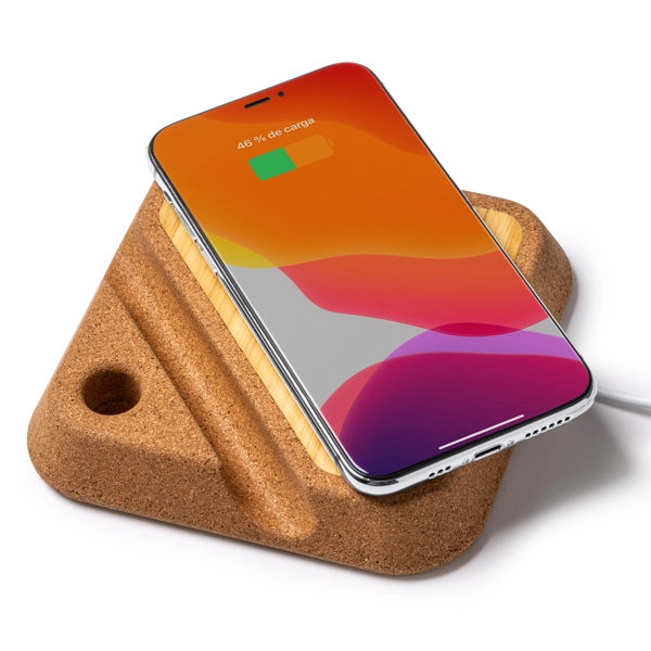 Immagine Caricabatterie wireless con corpo combinato in bambù - BRIAN