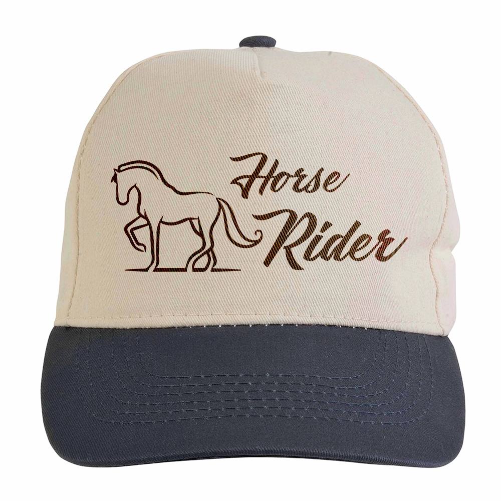 Immagine Cappellino in cotone naturale, 5 pannelli con visiera colorata