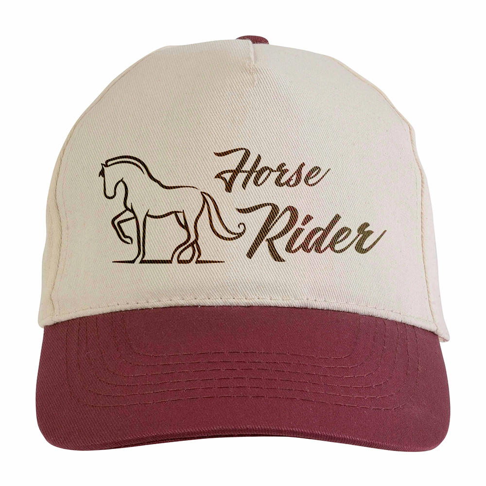 Immagine Cappellino in cotone naturale, 5 pannelli con visiera colorata