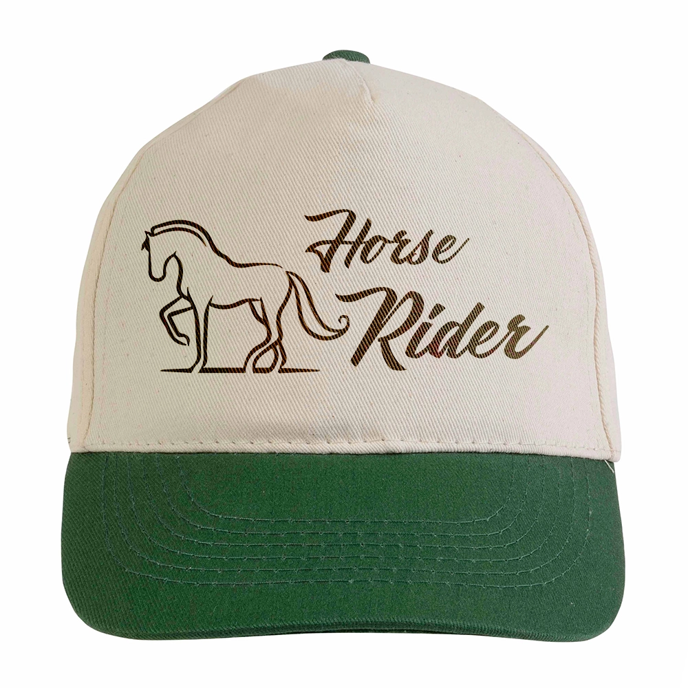 Immagine Cappellino in cotone naturale, 5 pannelli con visiera colorata