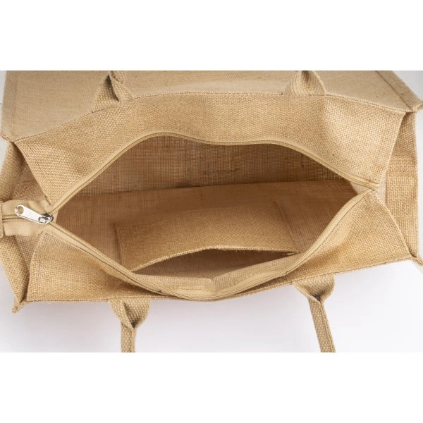 Immagine Borsa in juta con manici in cotone. Dotata di chiusura a zip