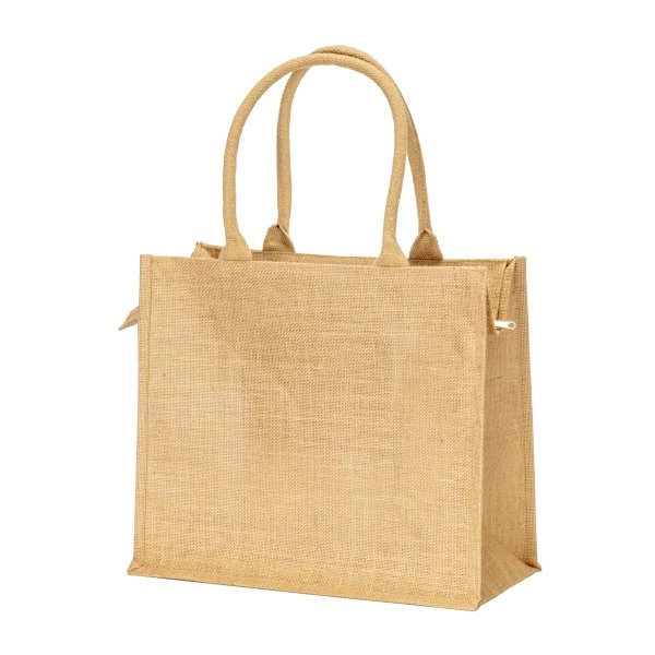 Immagine Borsa in juta con manici in cotone. Dotata di chiusura a zip