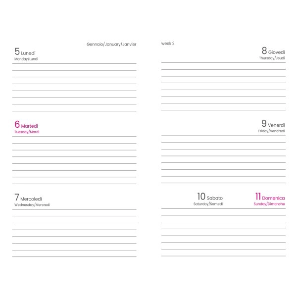 Immagine Agenda tascabile settimanale 2026 con copertina flessibile in cartoncino