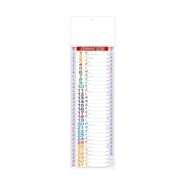 Calendario 2026 da muro, mensile, multicolore, 12 fogli su carta patinata, termosaldato