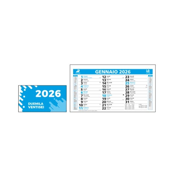 Calendario 2026 da tavolo mensile bicolore, 13 fogli su carta patinata opaca
