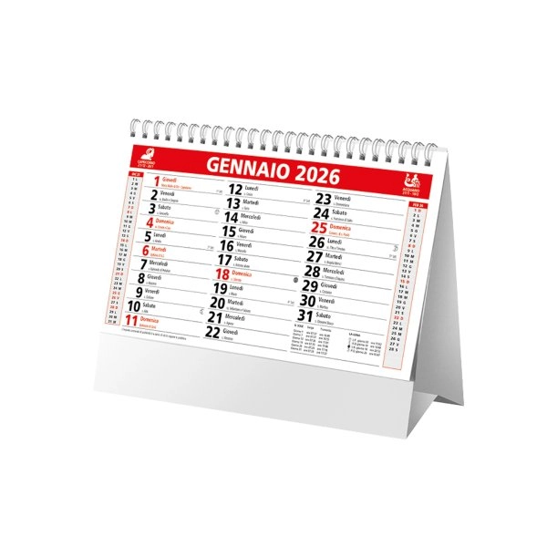 Immagine Calendario 2026 da tavolo mensile bicolore, 13 fogli su carta patinata opaca